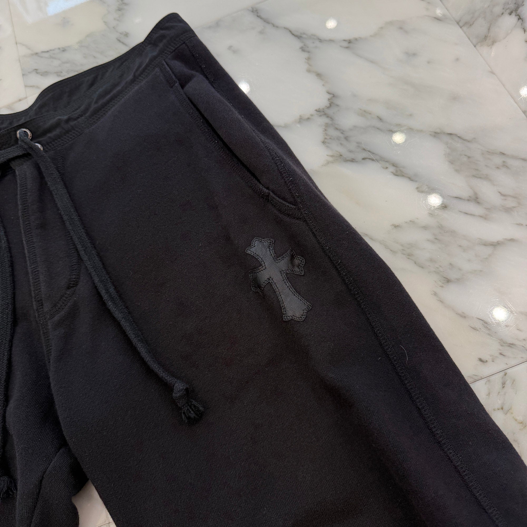 CHROME HEARTS 1 Cross Leather Patch Sweat Shorts Size S クロムハーツ 1クロス レザーパッチ スウェット ショーツ サイズS