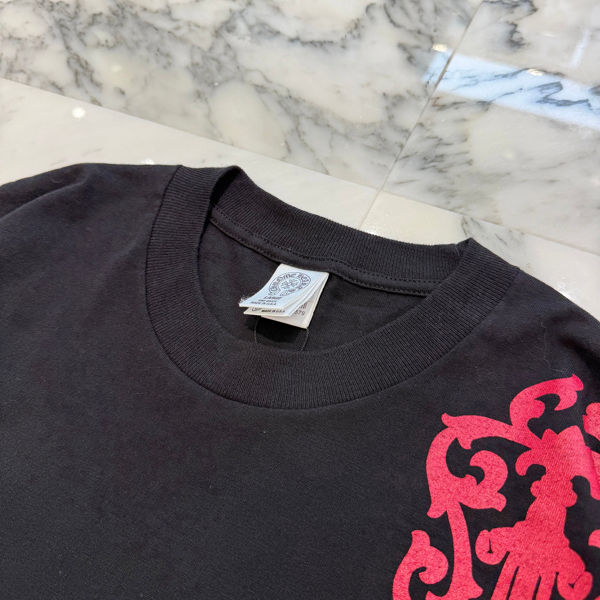 CHROME HEARTS Shoulder Vine Dagger Back Cemetery Cross Print Tee Size L クロムハーツ ショルダーヴァインダガー バックセメタリークロスプリントTシャツ サイズL