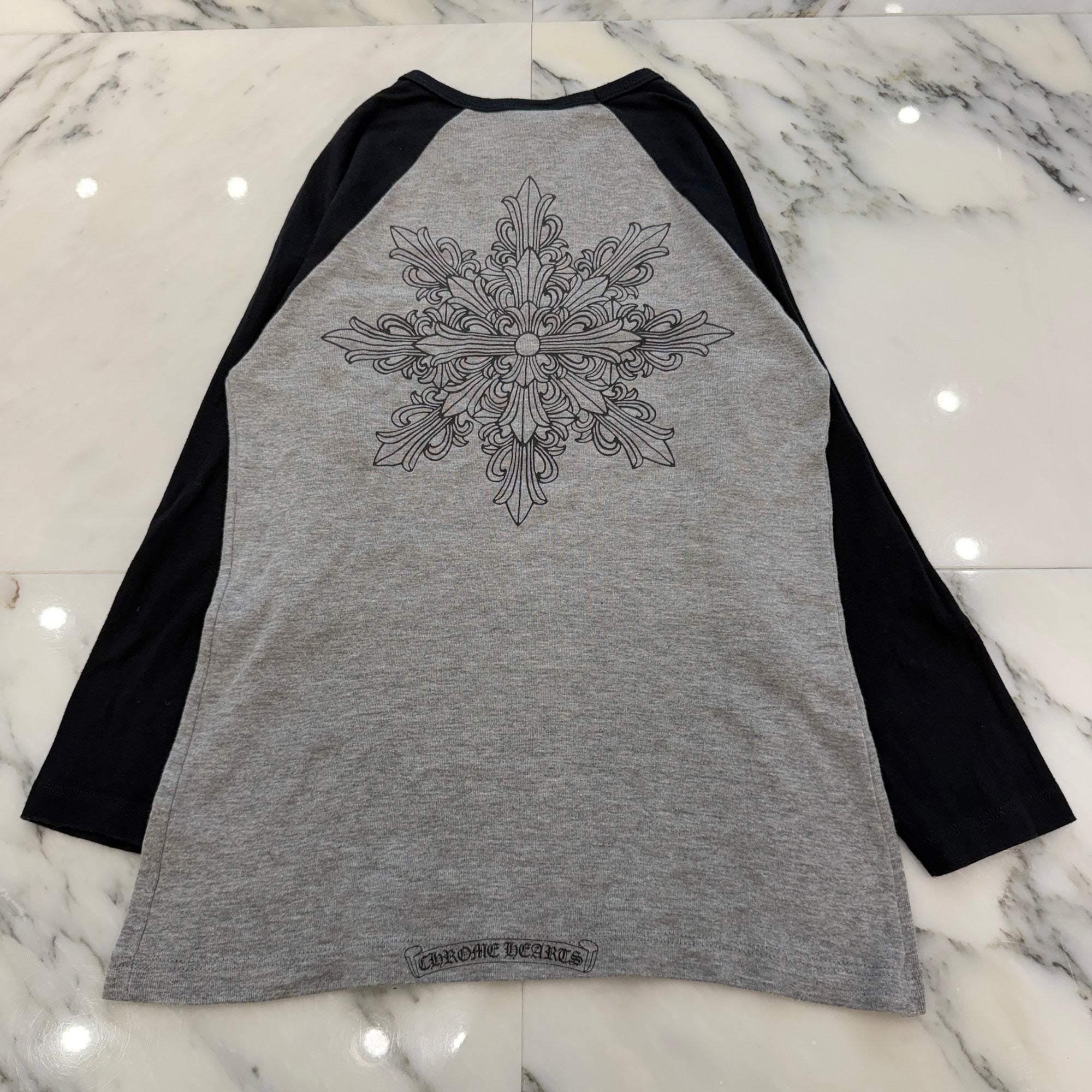 CHROME HEARTS Floral Cross Snowflake Raglan 7/10 Sleeve Tee Size ONE SIZE クロムハーツ フローラルクロス スノーフレーク ラグラン 7/10スリーブ Tシャツ ワンサイズ