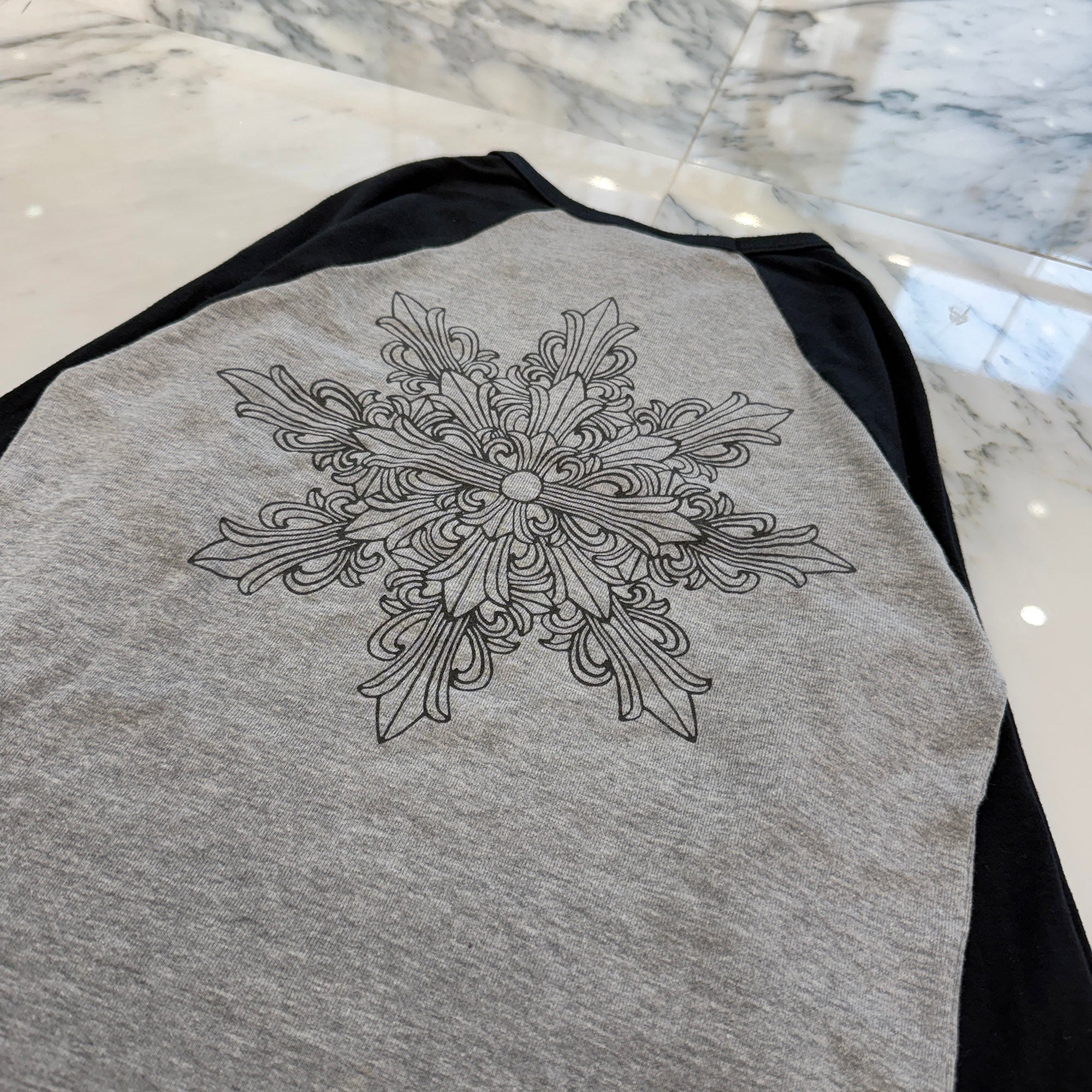 CHROME HEARTS Floral Cross Snowflake Raglan 7/10 Sleeve Tee Size ONE SIZE クロムハーツ フローラルクロス スノーフレーク ラグラン 7/10スリーブ Tシャツ ワンサイズ