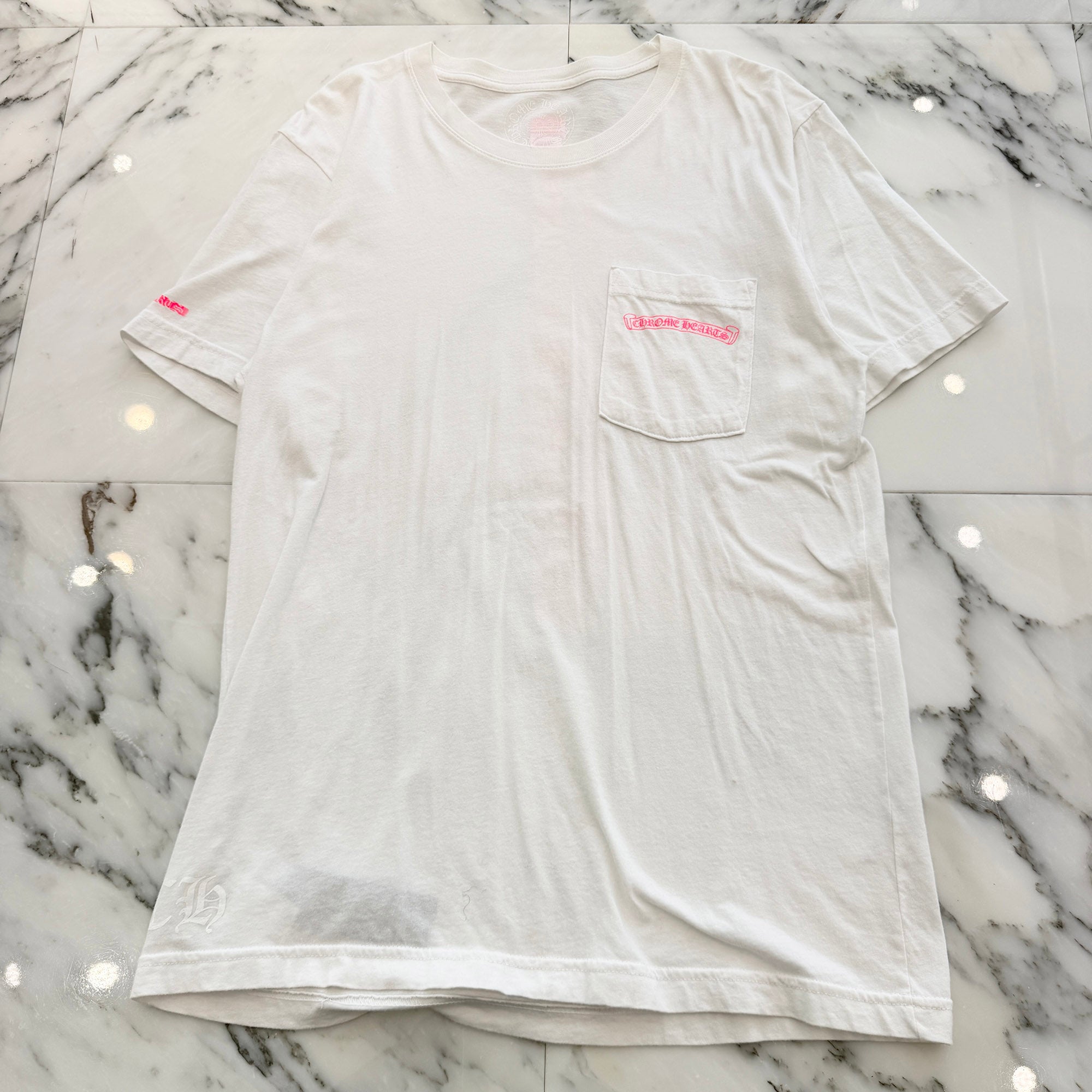 CHROME HEARTS Pink Made In Hollywood Vertical Logo Tee Size M クロムハーツ ピンク メイドインハリウッド ヴァーティカルロゴ Tシャツ サイズM