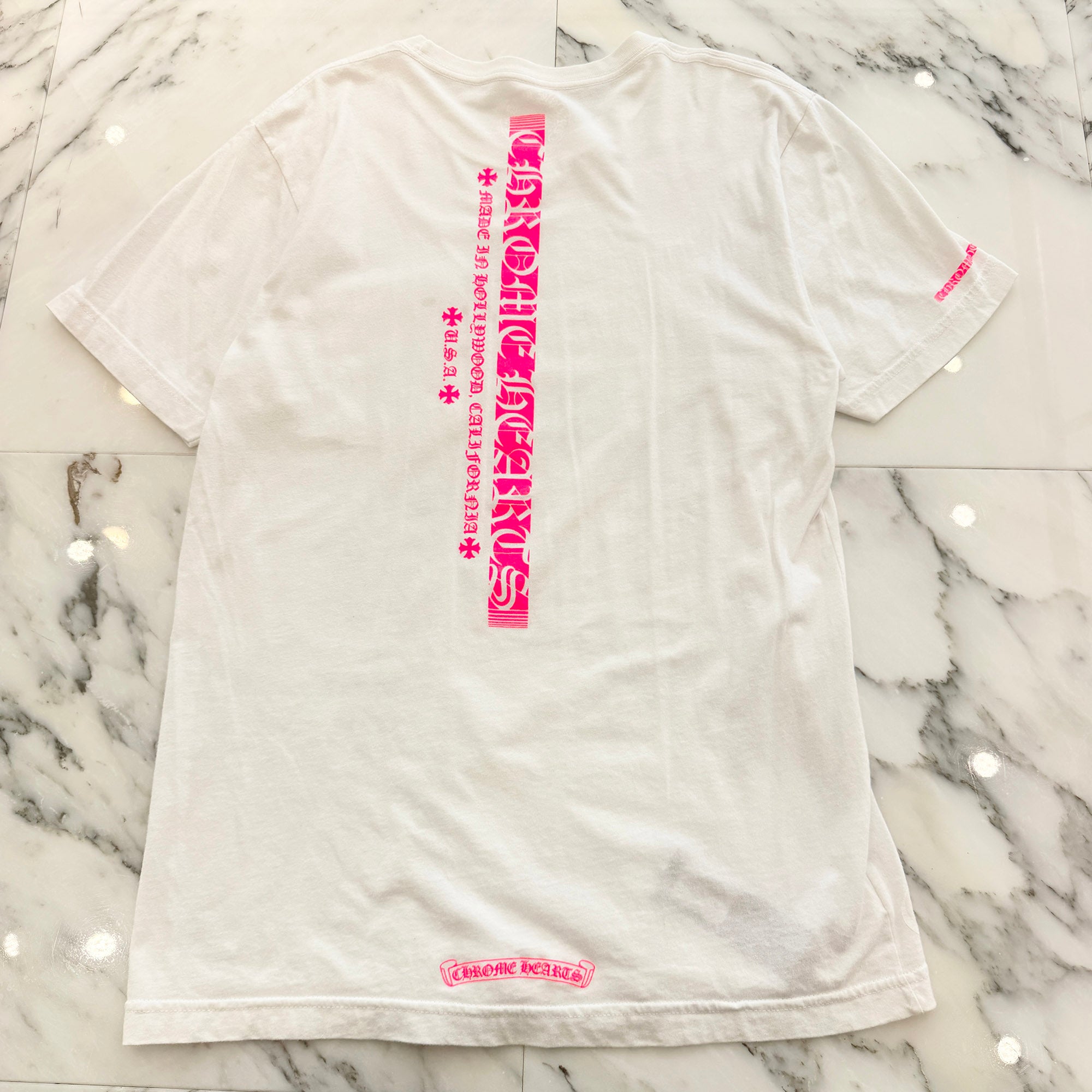 CHROME HEARTS Pink Made In Hollywood Vertical Logo Tee Size M クロムハーツ ピンク メイドインハリウッド ヴァーティカルロゴ Tシャツ サイズM