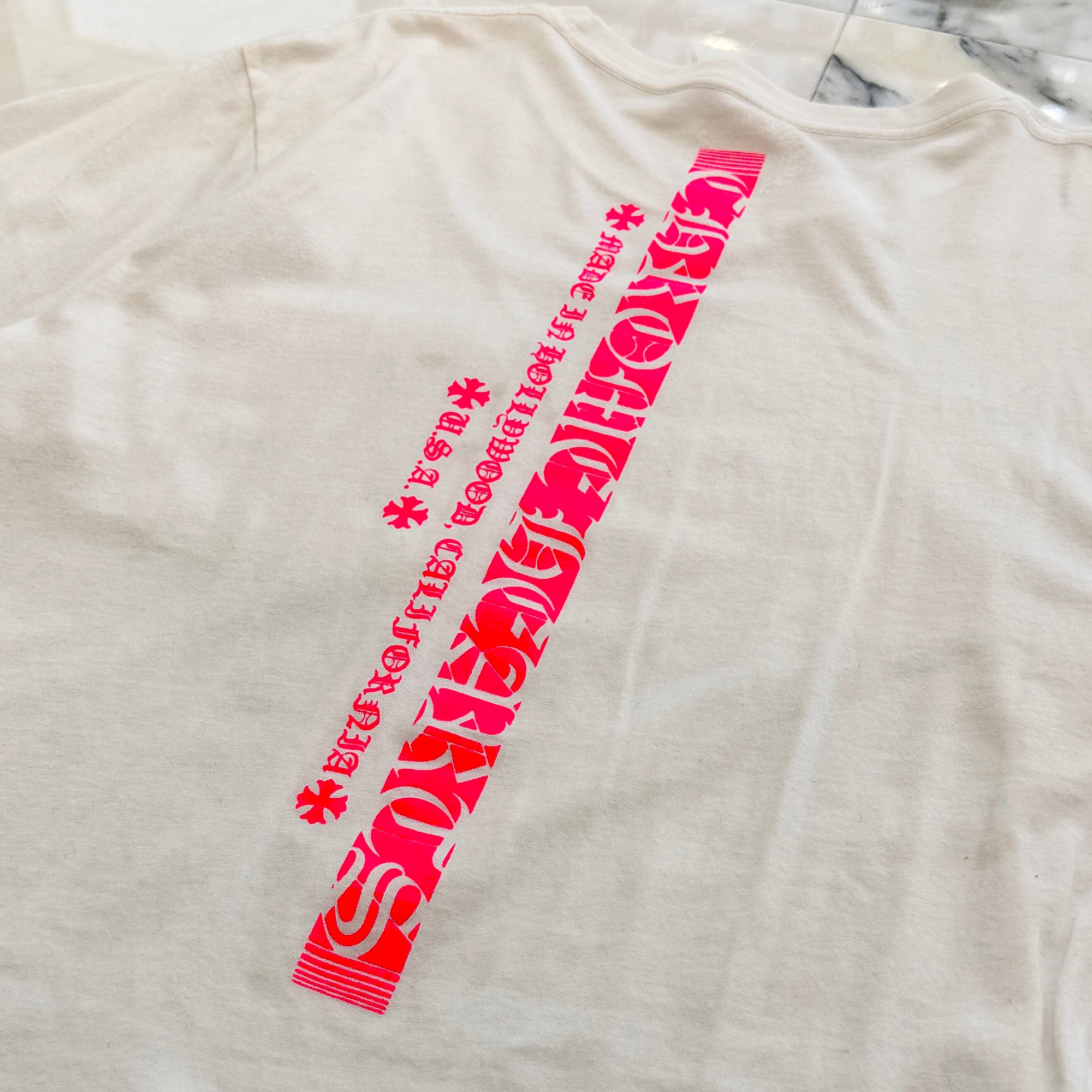 CHROME HEARTS Pink Made In Hollywood Vertical Logo Tee Size M クロムハーツ ピンク メイドインハリウッド ヴァーティカルロゴ Tシャツ サイズM