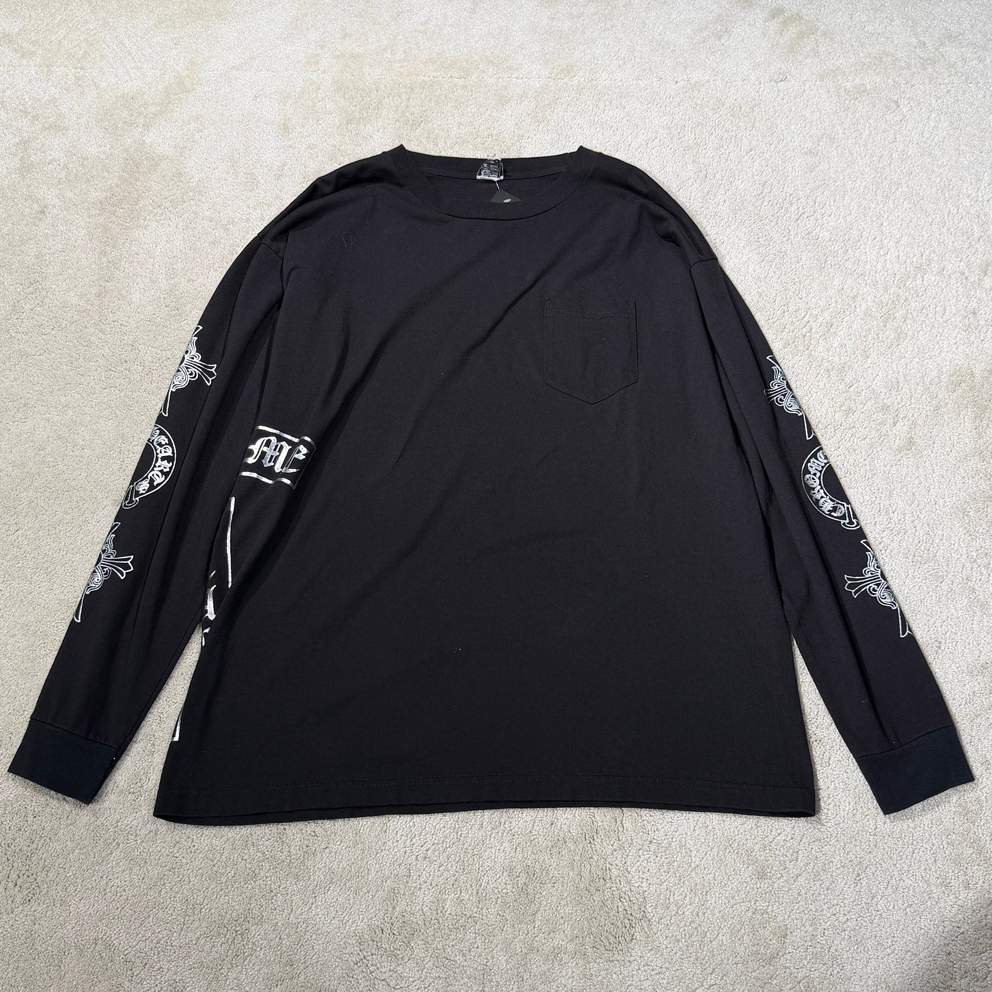 CHROME HEARTS Side T Bar Logo Sleeve Horseshoe × Hailey Cross Print Long Sleeve Tee Size XXL クロムハーツ サイド Tバー ロゴ スリーブ ホースシュー × ヘイリークロス プリント ロングスリーブTシャツ サイズXXL