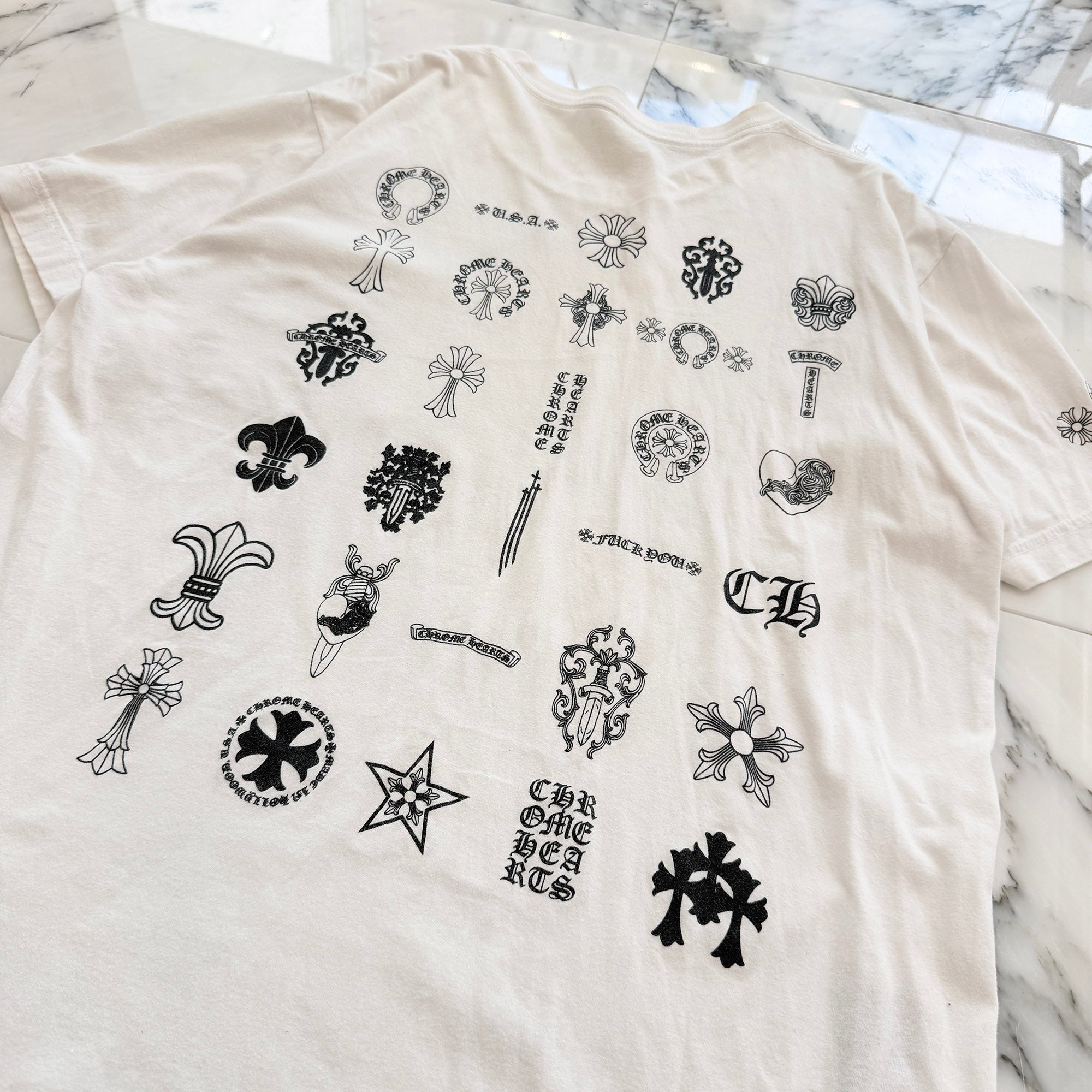 CHROME HEARTS Made In Hollywood Back Multi Logo Print Tee Size L クロムハーツ メイドインハリウッド バック マルチロゴ プリントTシャツ サイズL