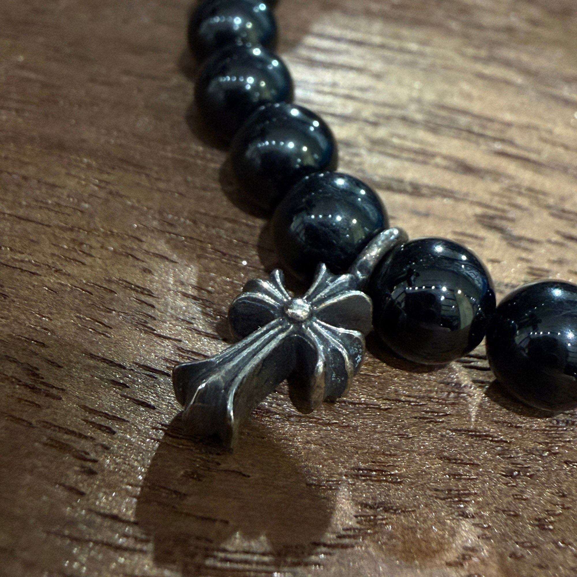 CHROME HEARTS CH Cross Ball Beads Bracelet Size 7mm クロムハーツ CHクロス ボール ビーズブレスレット サイズ7mm