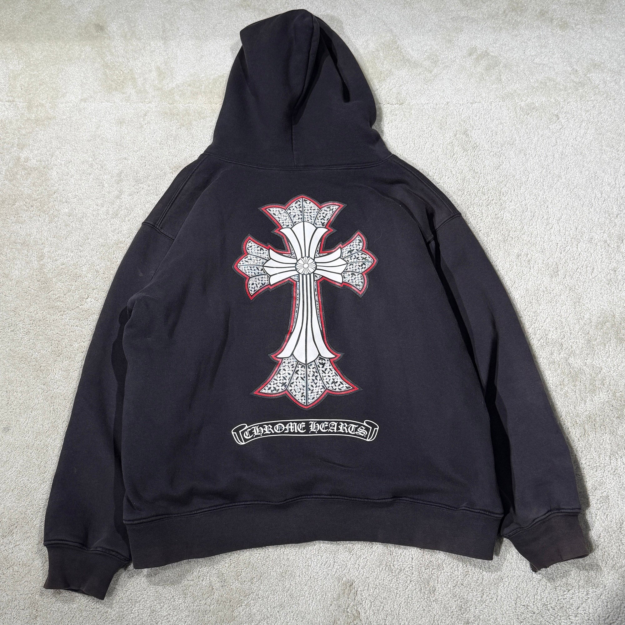 CHROME HEARTS Back Double CH Cross Print Thermal Zip Up Hoodie Size XL クロムハーツ バック ダブルCHクロス プリント サーマルジップアップフーディ サイズXL
