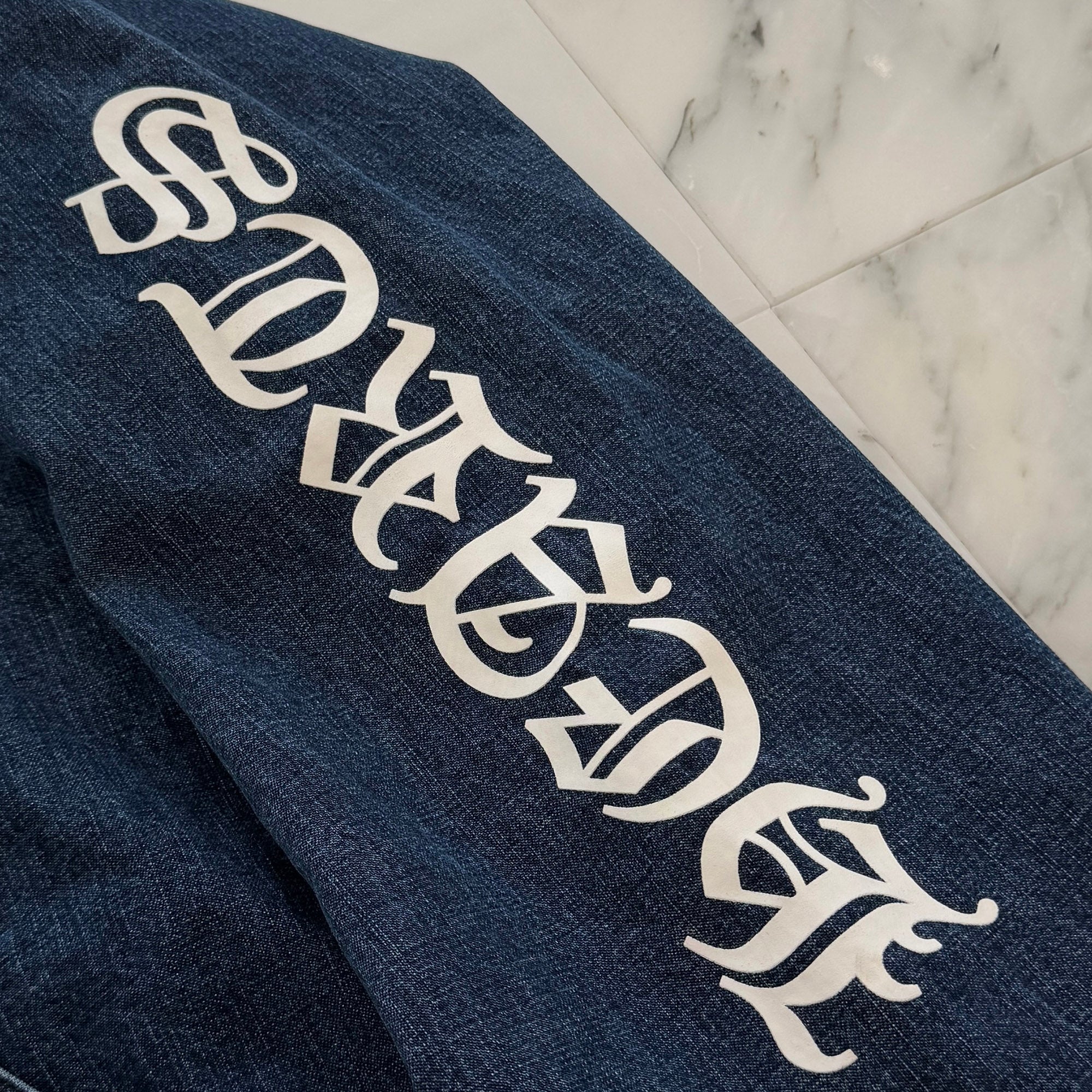 CHROME HEARTS 2024AW Leather Cemetery Triple Cross Denim Anorak Jacket Size L クロムハーツ レザーセメタリートリプルクロス デニム アノラック ジャケット サイズL