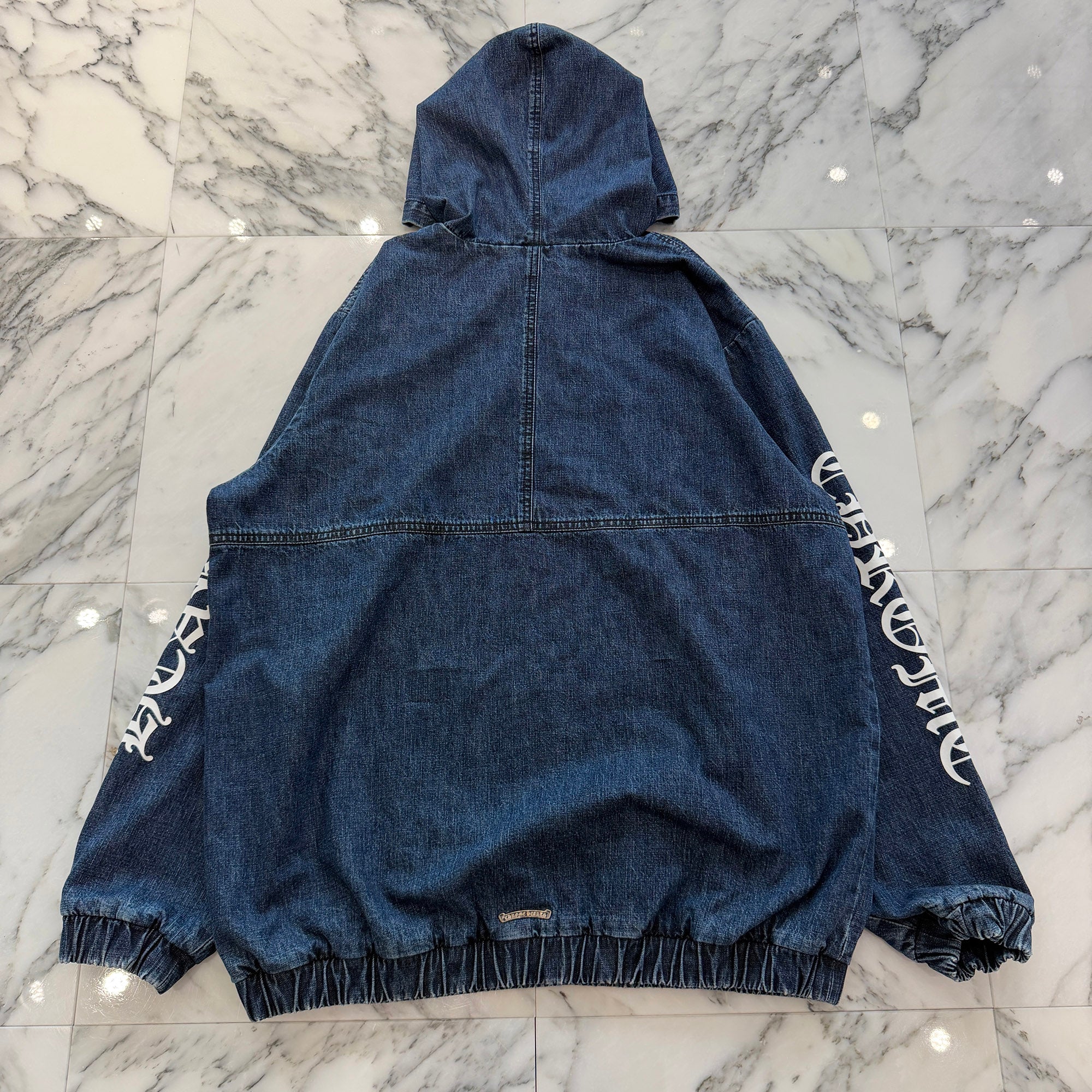 CHROME HEARTS 2024AW Leather Cemetery Triple Cross Denim Anorak Jacket Size L クロムハーツ レザーセメタリートリプルクロス デニム アノラック ジャケット サイズL