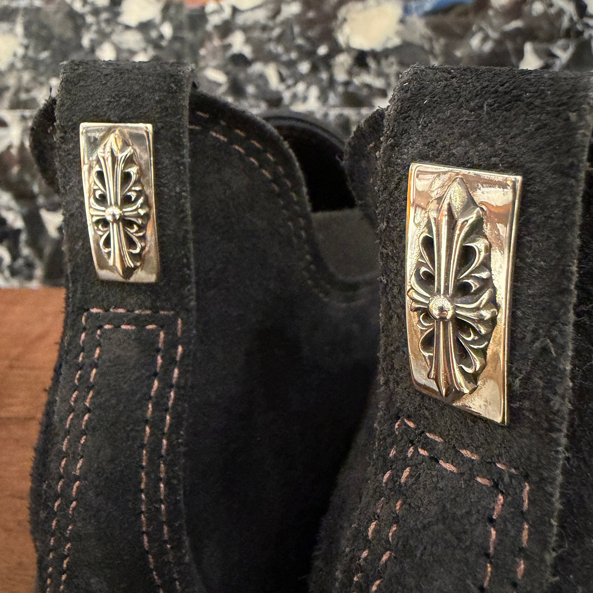 CHROME HEARTS × WESCO Custom ROMEO Suede Leather SLIP ON BKLE100LL4014BK Size 8E (約26.0cm) クロムハーツ×ウエスコ カスタム ロメオ スエードレザー スリッポン サイズ8E (約26.0cm)