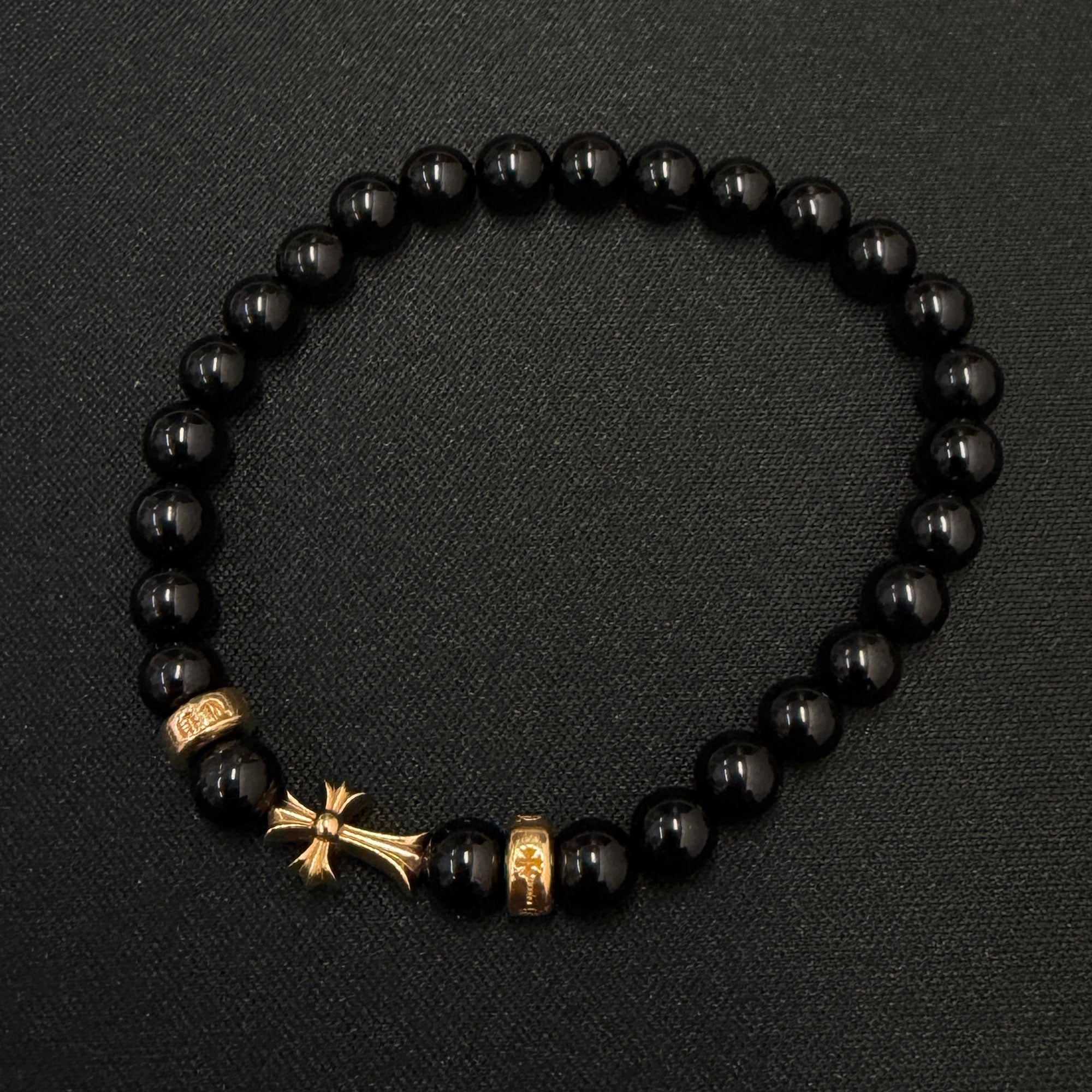 CHROME HEARTS 22K CH Logo Stack Cross Beads Bracelet クロムハーツ 22K CHロゴ スタッククロス ビーズブレスレット