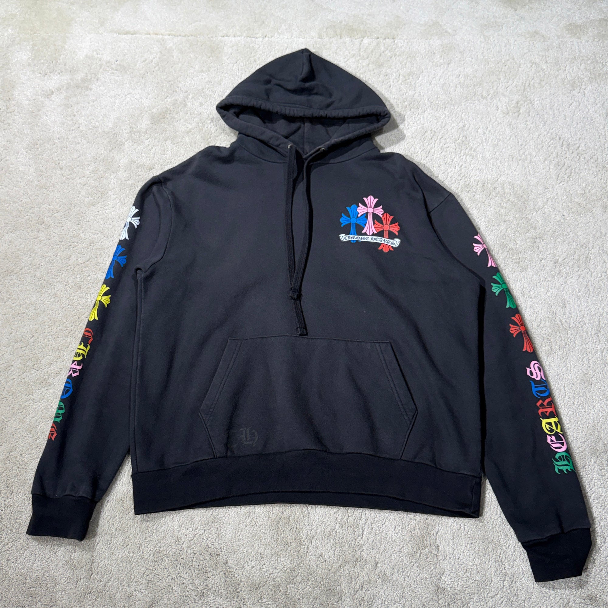 CHROME HEARTS Multi Color Cemetery Cross Pullover Hoodie Size S クロムハーツ マルチカラー セメタリークロス プルオーバー フーディ サイズS