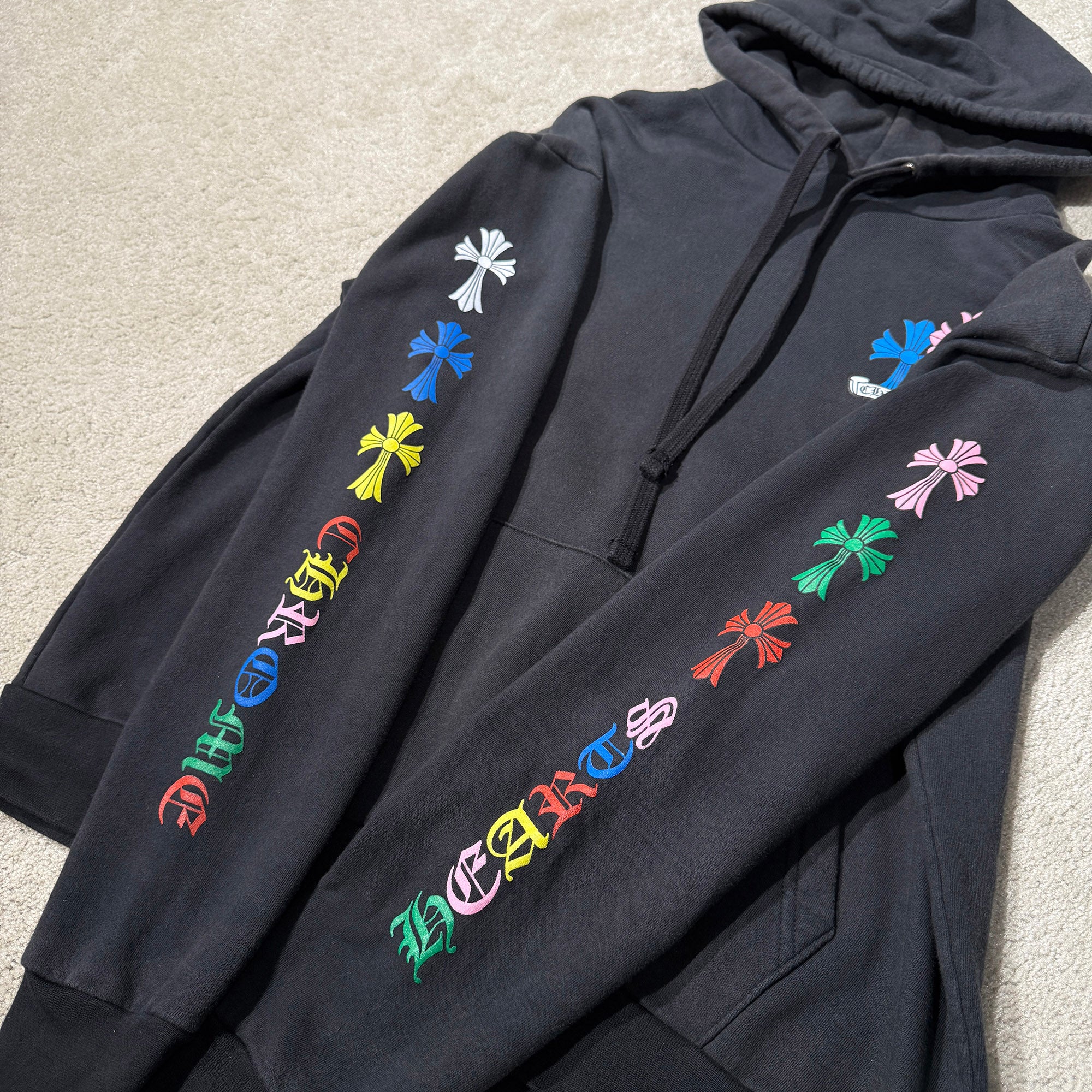 CHROME HEARTS Multi Color Cemetery Cross Pullover Hoodie Size S クロムハーツ マルチカラー セメタリークロス プルオーバー フーディ サイズS
