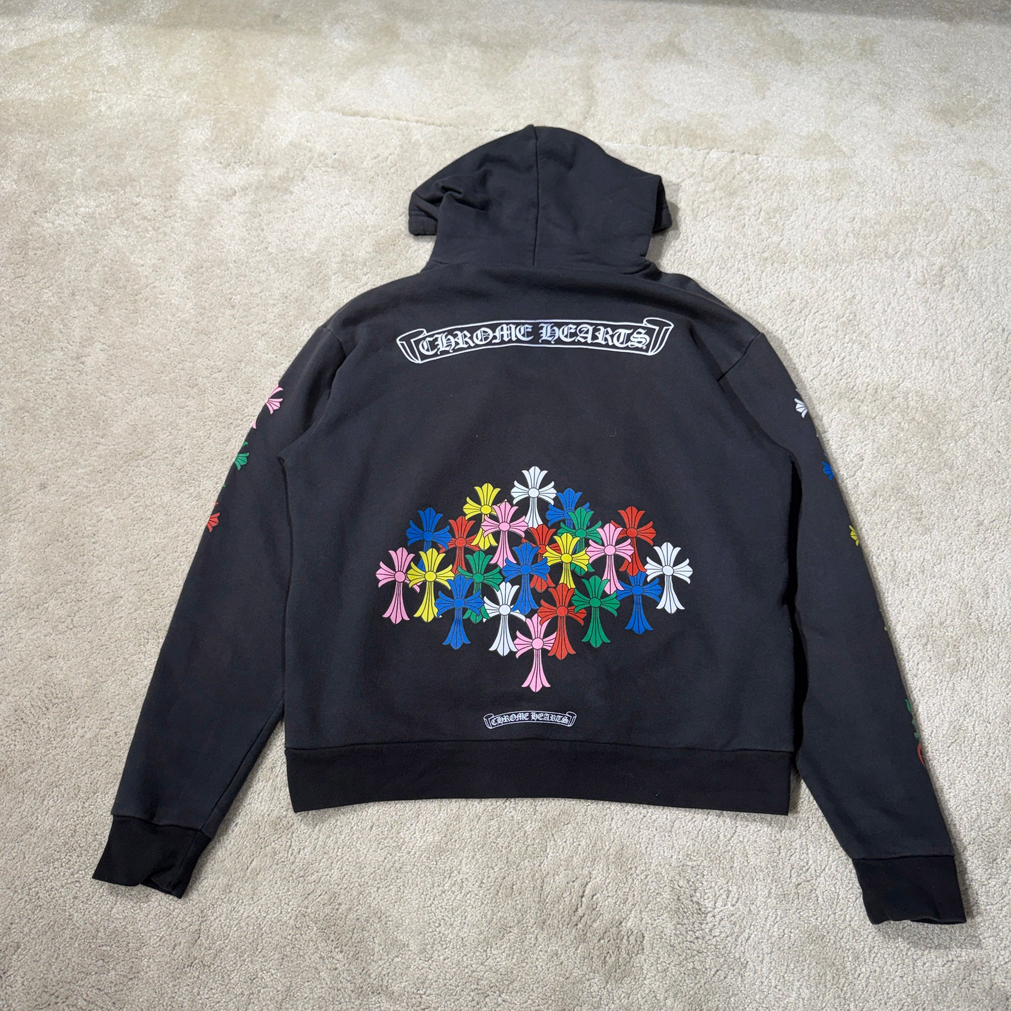 CHROME HEARTS Multi Color Cemetery Cross Pullover Hoodie Size S クロムハーツ マルチカラー セメタリークロス プルオーバー フーディ サイズS