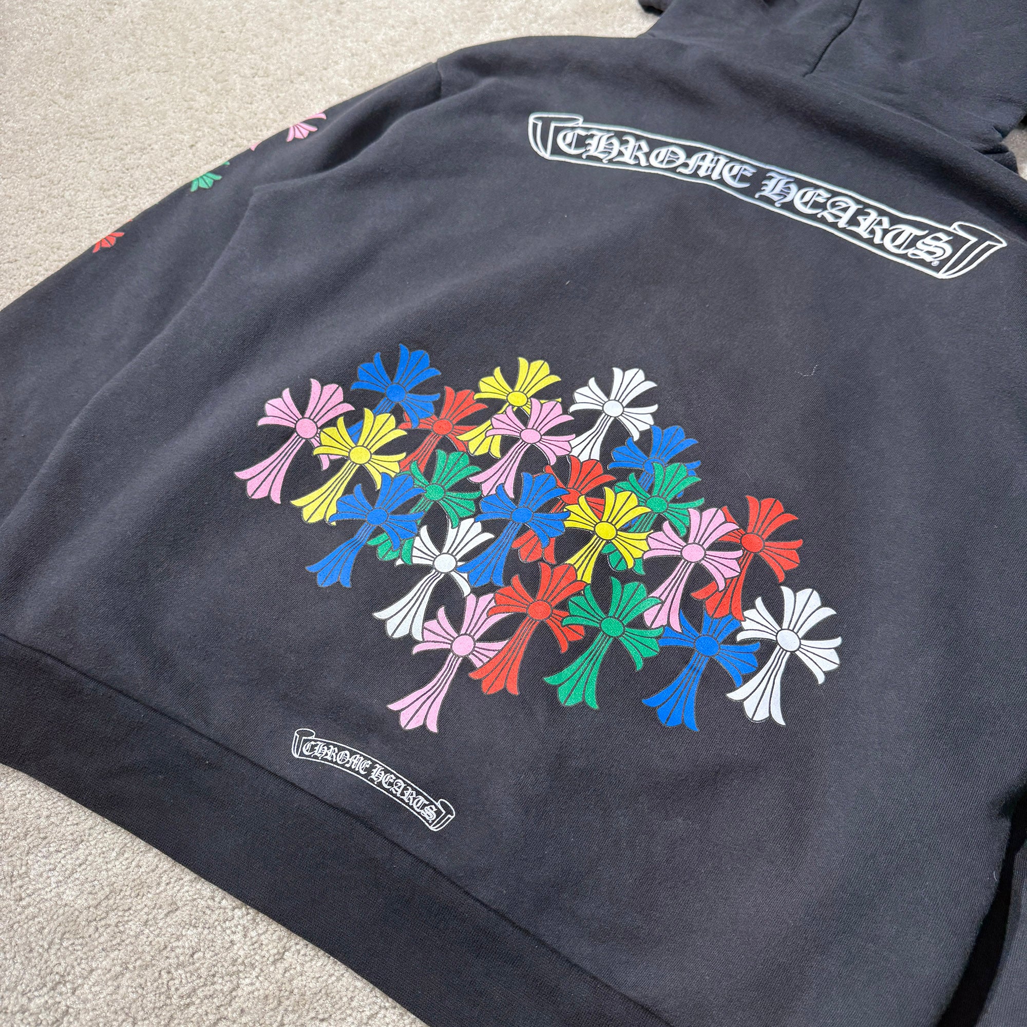 CHROME HEARTS Multi Color Cemetery Cross Pullover Hoodie Size S クロムハーツ マルチカラー セメタリークロス プルオーバー フーディ サイズS