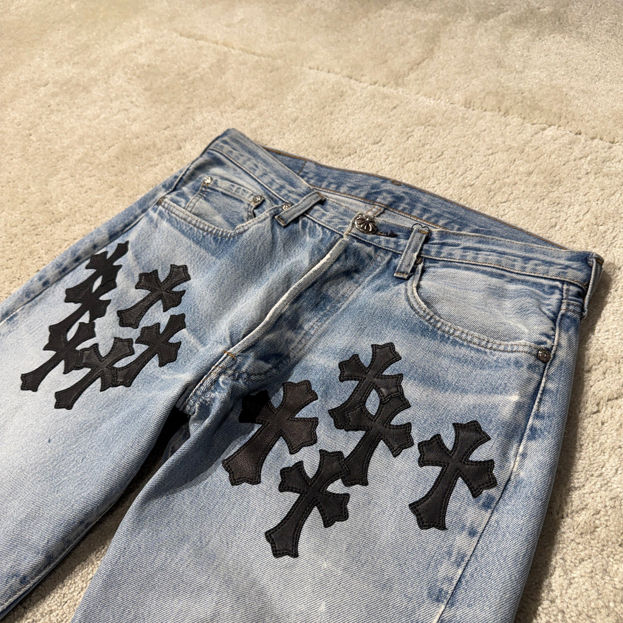 CHROME HEARTS × Levi's 501 VNTG Leather Cross Patch Denim Pants Size 29 クロムハーツ × リーバイス 501 ヴィンテージ レザークロスパッチ デニムパンツ サイズ29