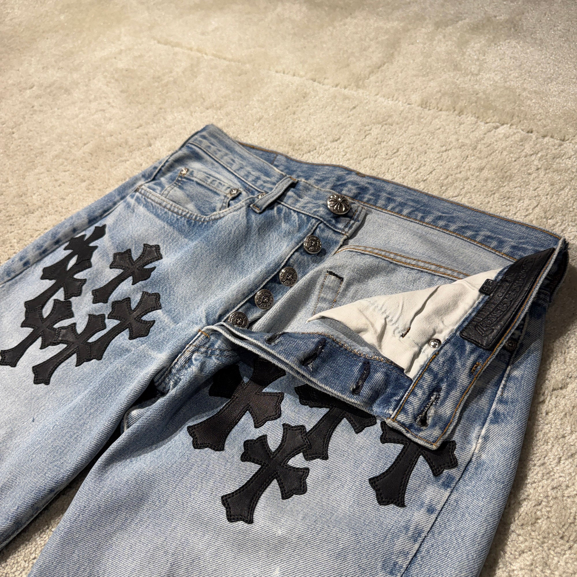 CHROME HEARTS × Levi's 501 VNTG Leather Cross Patch Denim Pants Size 29 クロムハーツ × リーバイス 501 ヴィンテージ レザークロスパッチ デニムパンツ サイズ29