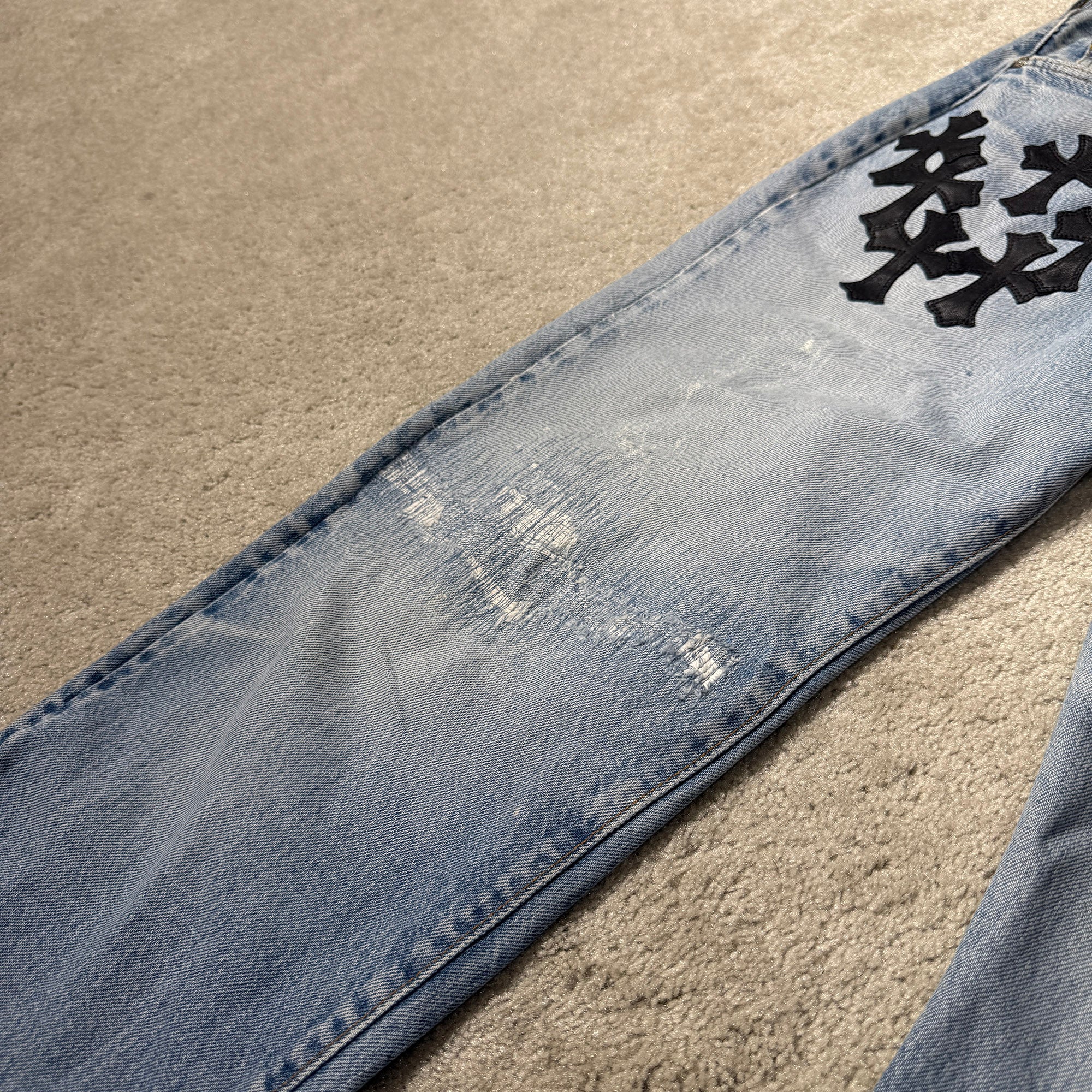 CHROME HEARTS × Levi's 501 VNTG Leather Cross Patch Denim Pants Size 29 クロムハーツ × リーバイス 501 ヴィンテージ レザークロスパッチ デニムパンツ サイズ29
