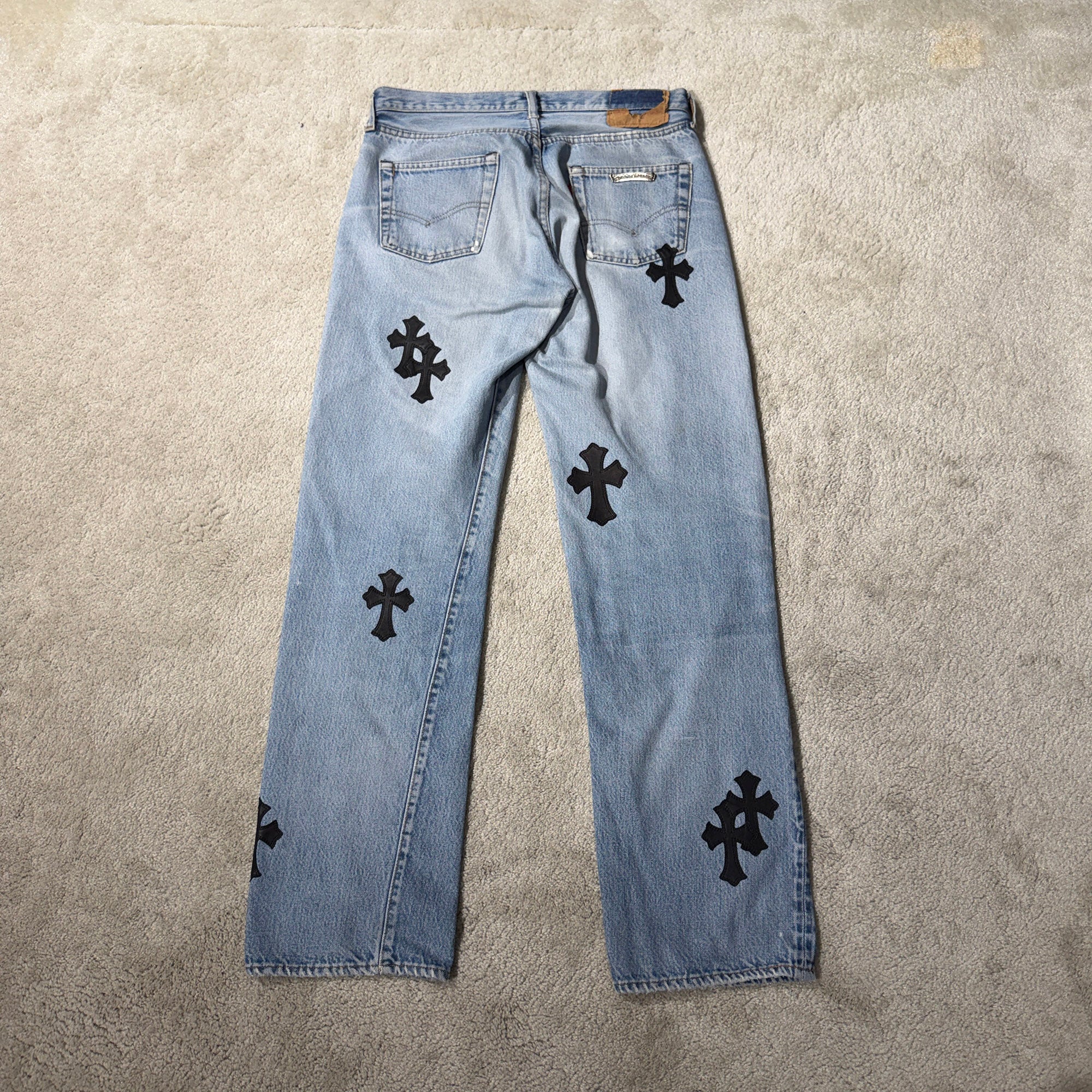 CHROME HEARTS × Levi's 501 VNTG Leather Cross Patch Denim Pants Size 29 クロムハーツ × リーバイス 501 ヴィンテージ レザークロスパッチ デニムパンツ サイズ29