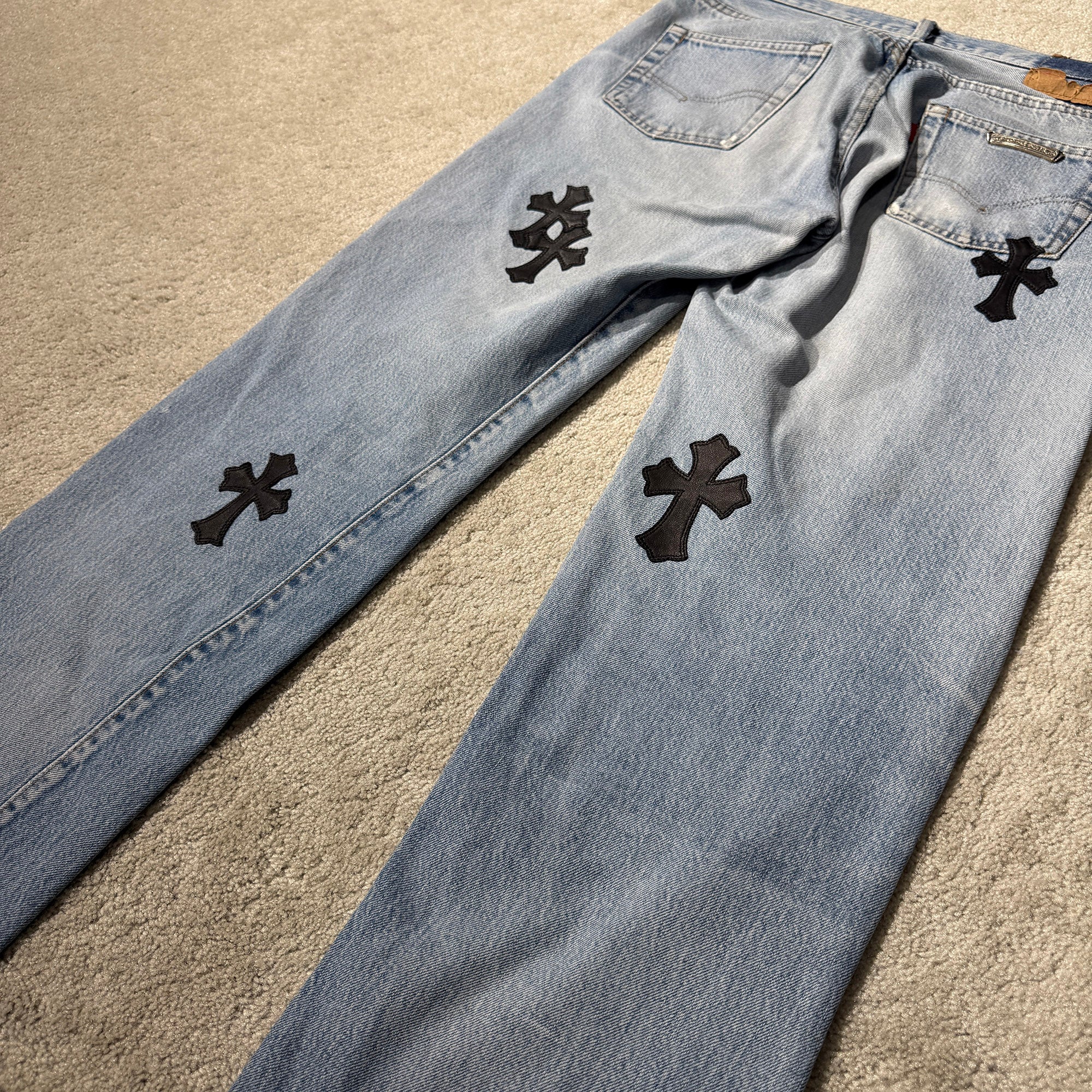 CHROME HEARTS × Levi's 501 VNTG Leather Cross Patch Denim Pants Size 29 クロムハーツ × リーバイス 501 ヴィンテージ レザークロスパッチ デニムパンツ サイズ29