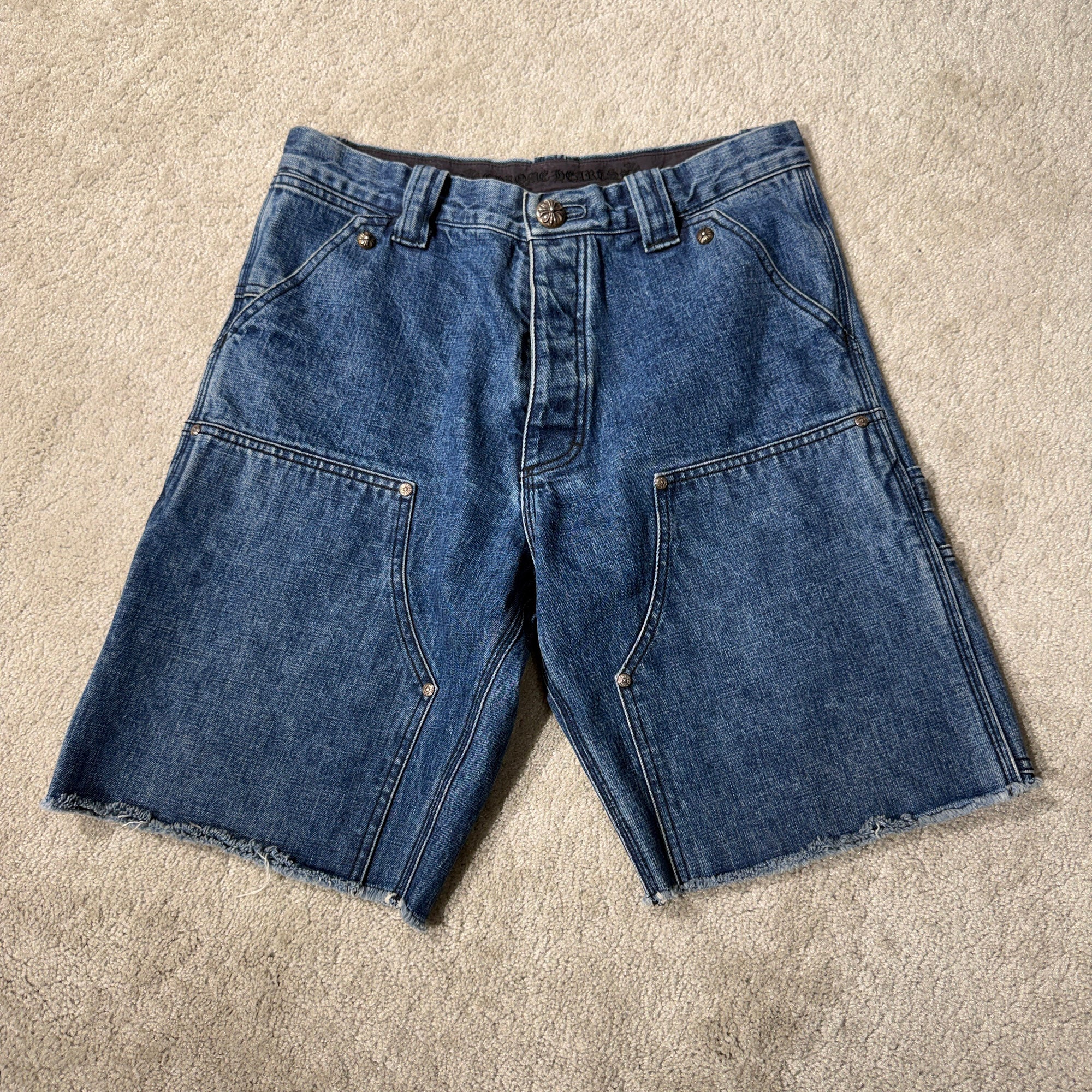 CHROME HEARTS Carpenter Cross Ball Button Denim Shorts Size 32 クロムハーツ カーペンター クロスボールボタン デニムショーツ サイズ32