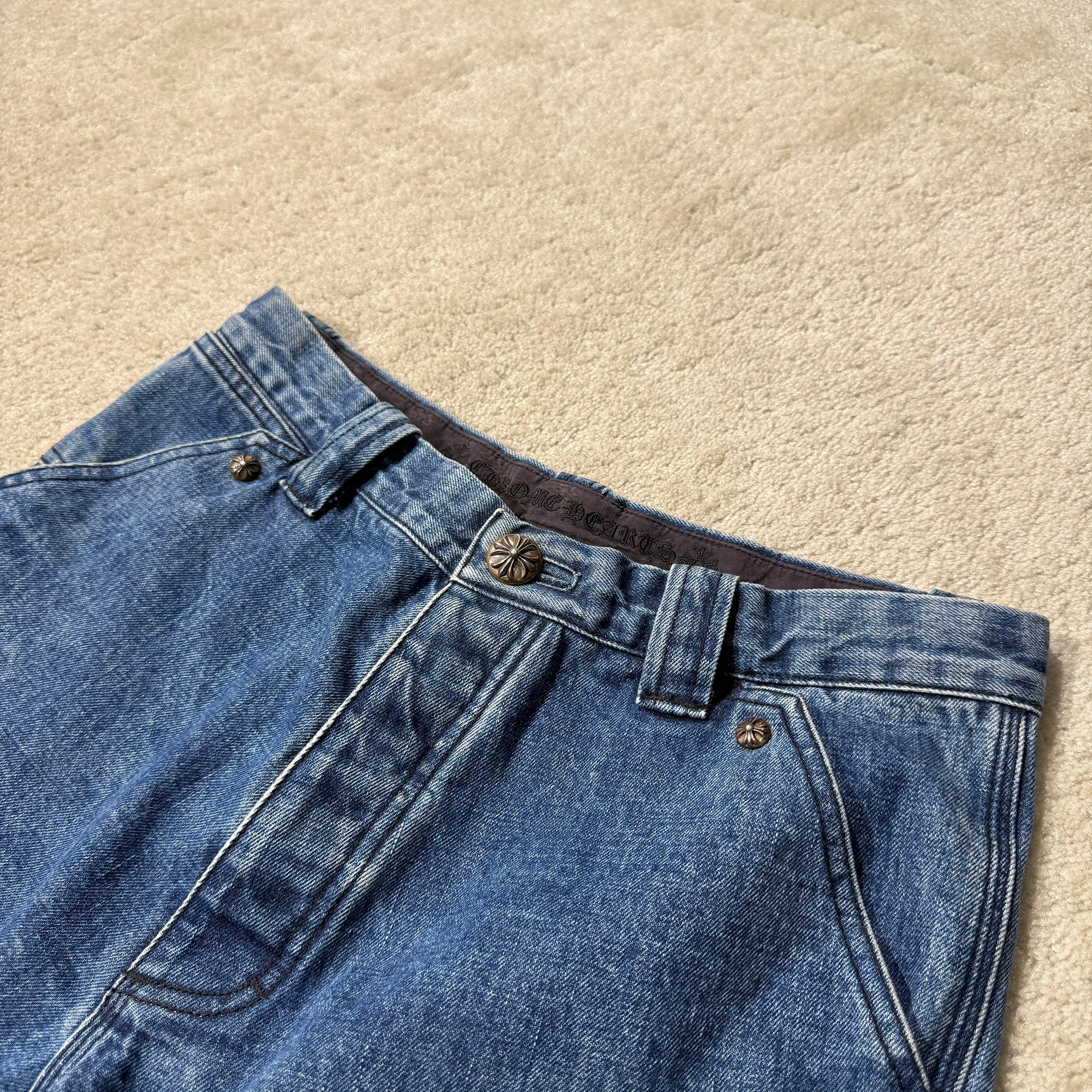 CHROME HEARTS Carpenter Cross Ball Button Denim Shorts Size 32 クロムハーツ カーペンター クロスボールボタン デニムショーツ サイズ32
