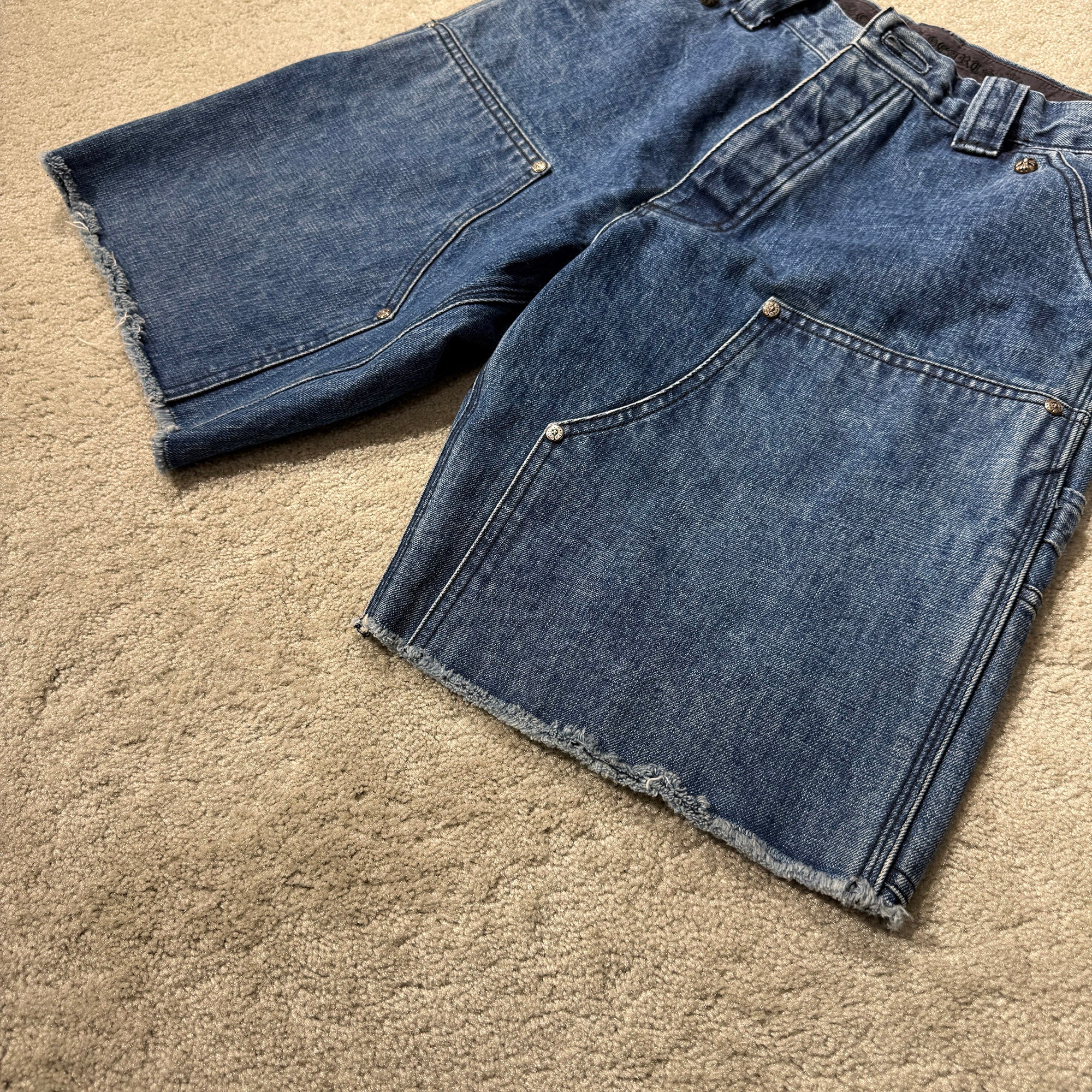CHROME HEARTS Carpenter Cross Ball Button Denim Shorts Size 32 クロムハーツ カーペンター クロスボールボタン デニムショーツ サイズ32
