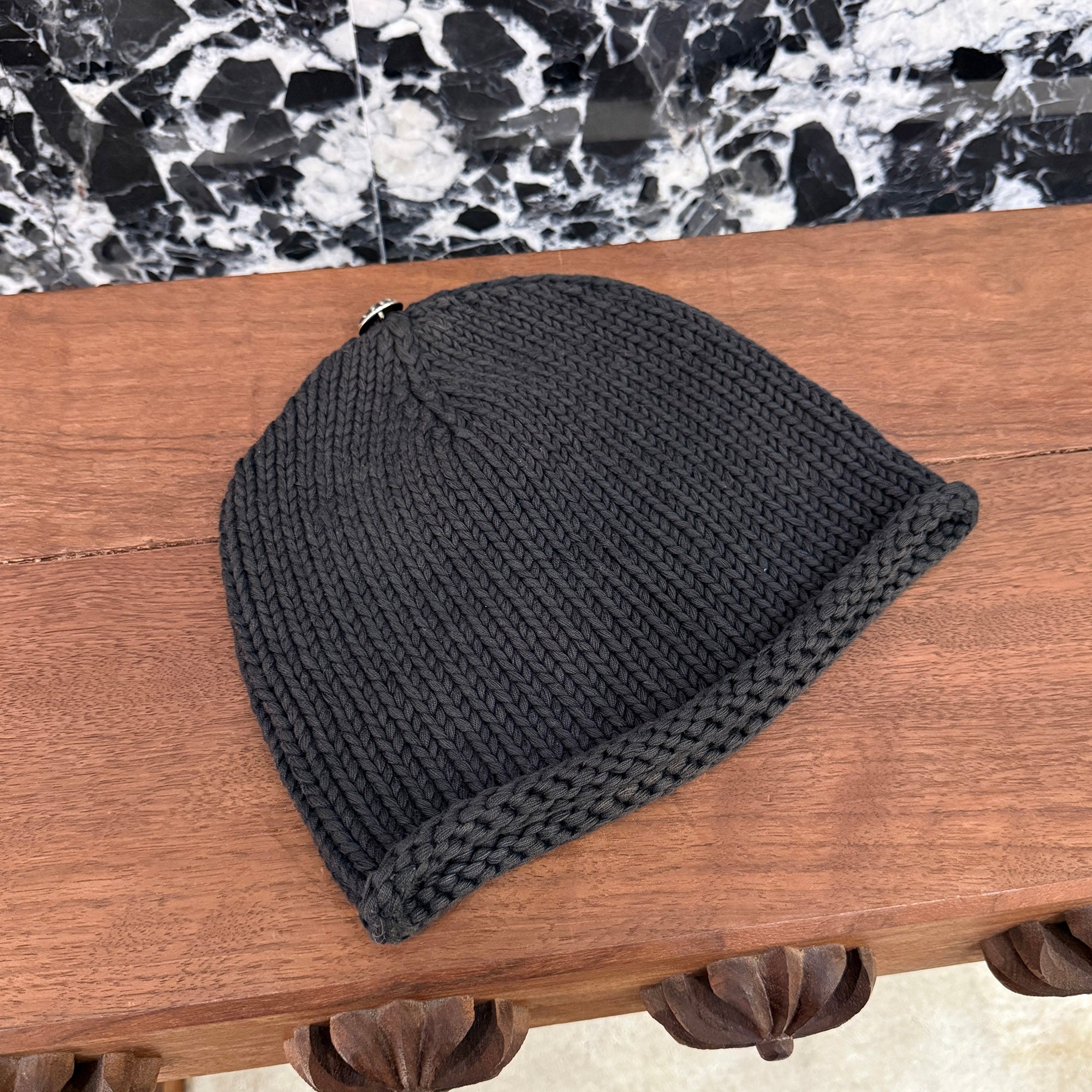 CHROME HEARTS 1 Cross Leather Patch Beanie クロムハーツ 1クロス
