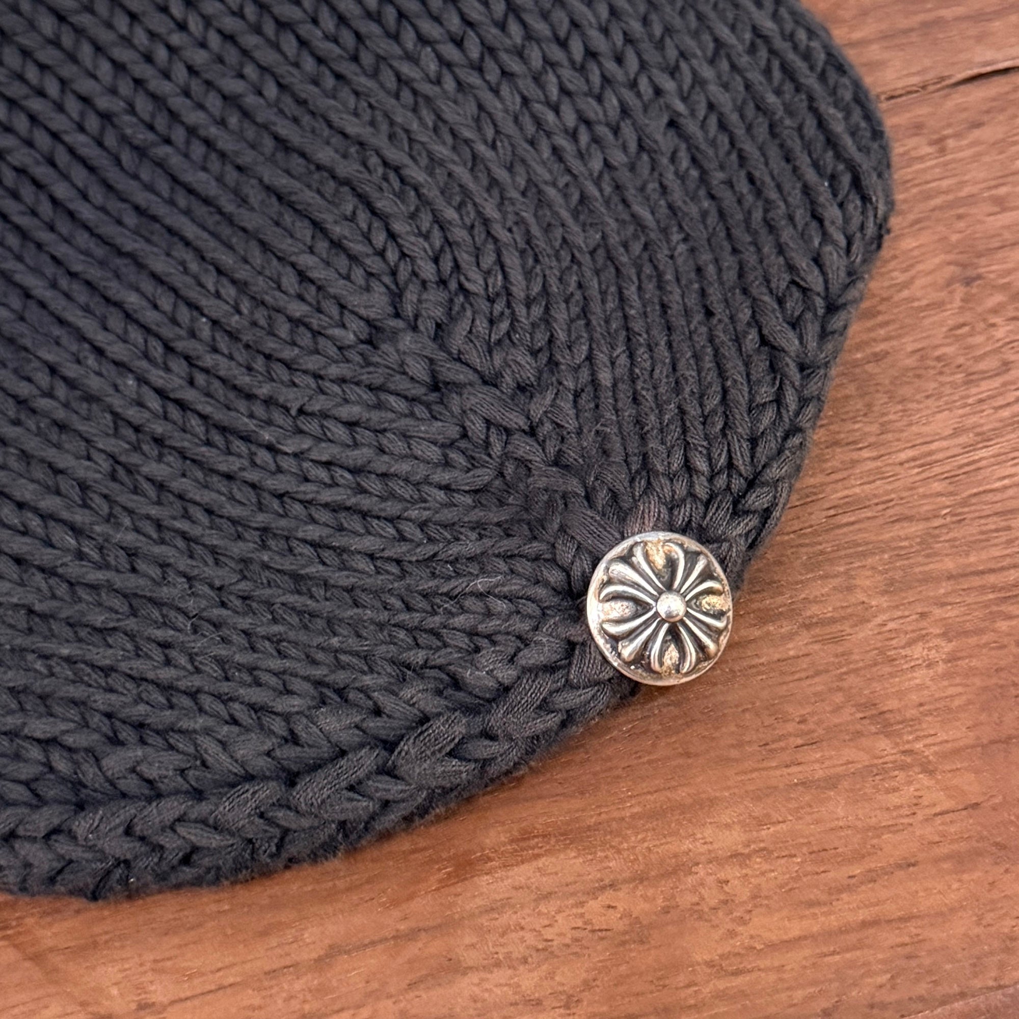 CHROME HEARTS 1 Cross Leather Patch Beanie クロムハーツ 1クロス