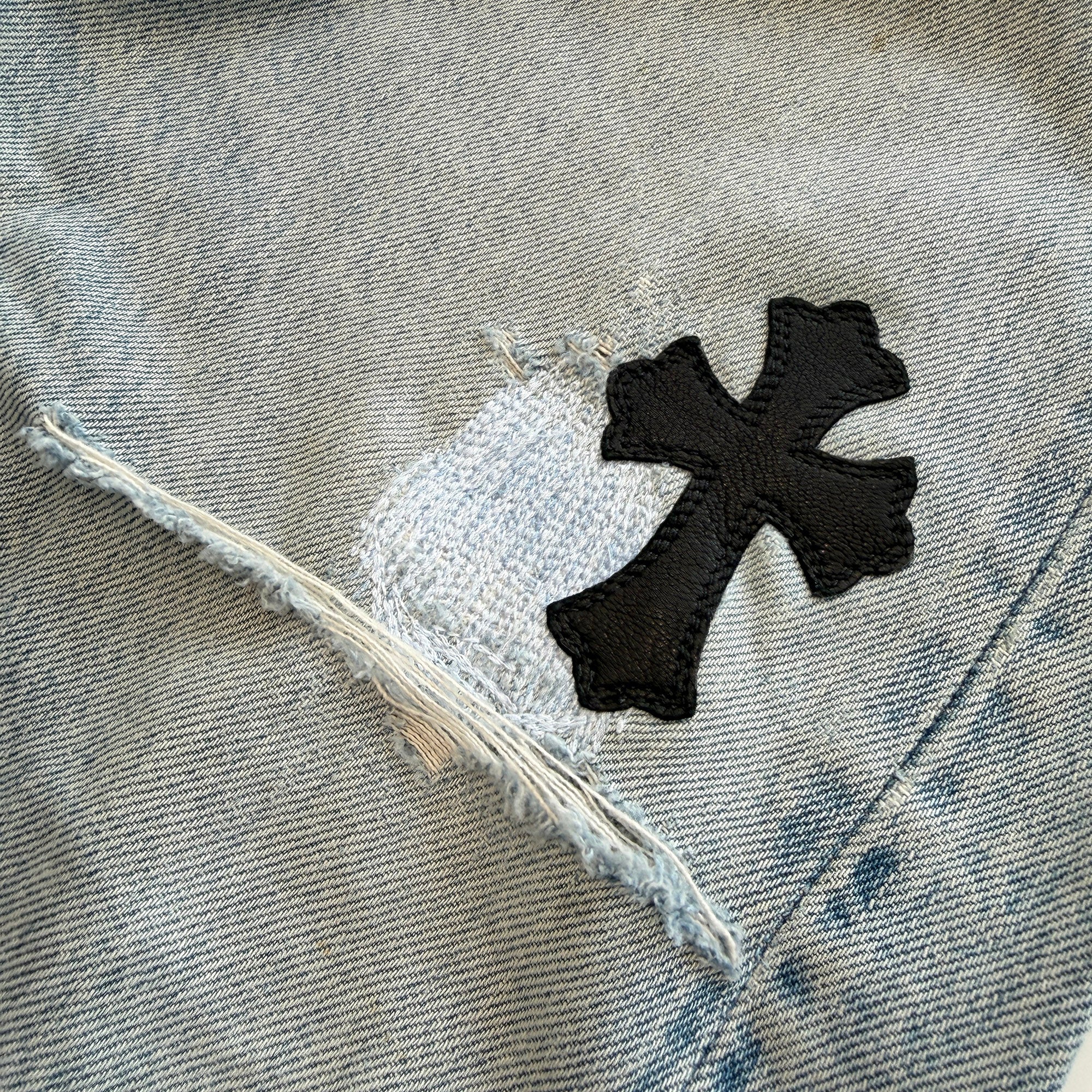 CHROME HEARTS × Levi's 501 VNTG Leather Cross Patch Denim Pants Size 32 クロムハーツ × リーバイス 501 ヴィンテージ レザークロスパッチ デニムパンツ サイズ32