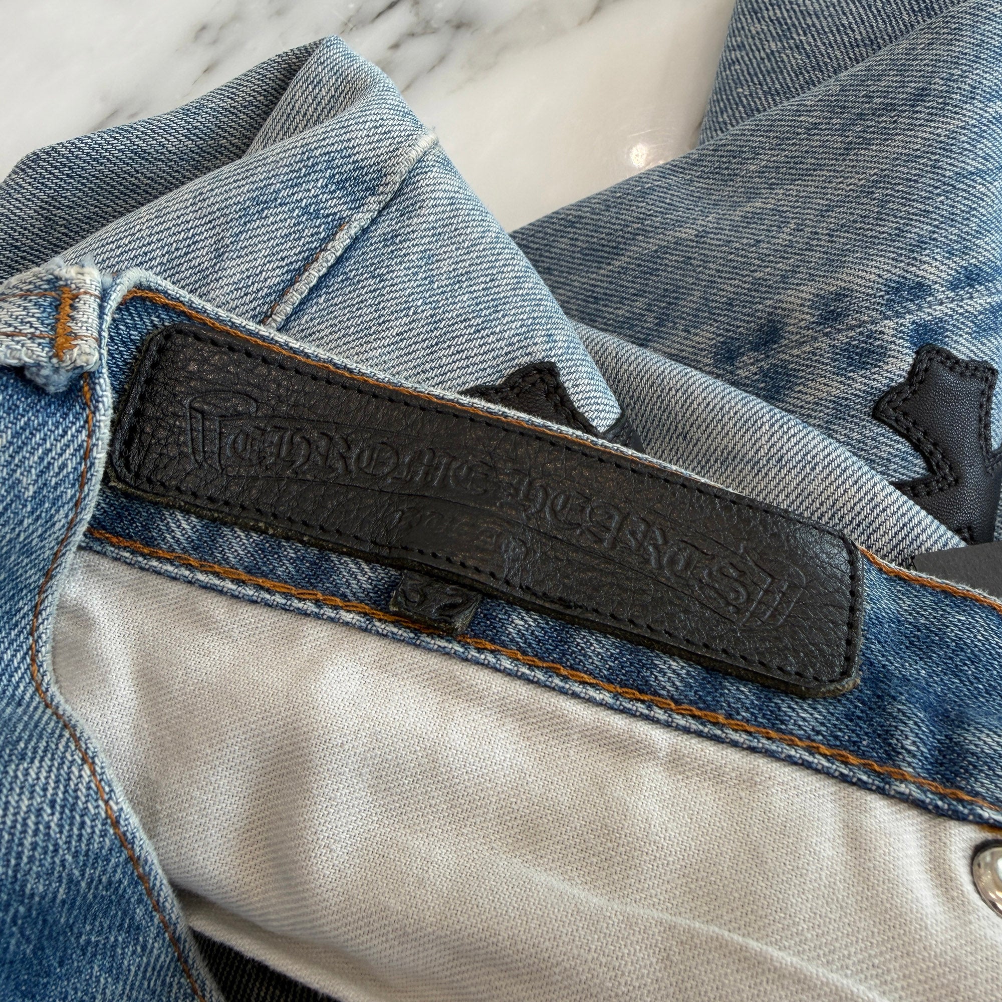 CHROME HEARTS × Levi's 501 VNTG Leather Cross Patch Denim Pants Size 32 クロムハーツ × リーバイス 501 ヴィンテージ レザークロスパッチ デニムパンツ サイズ32