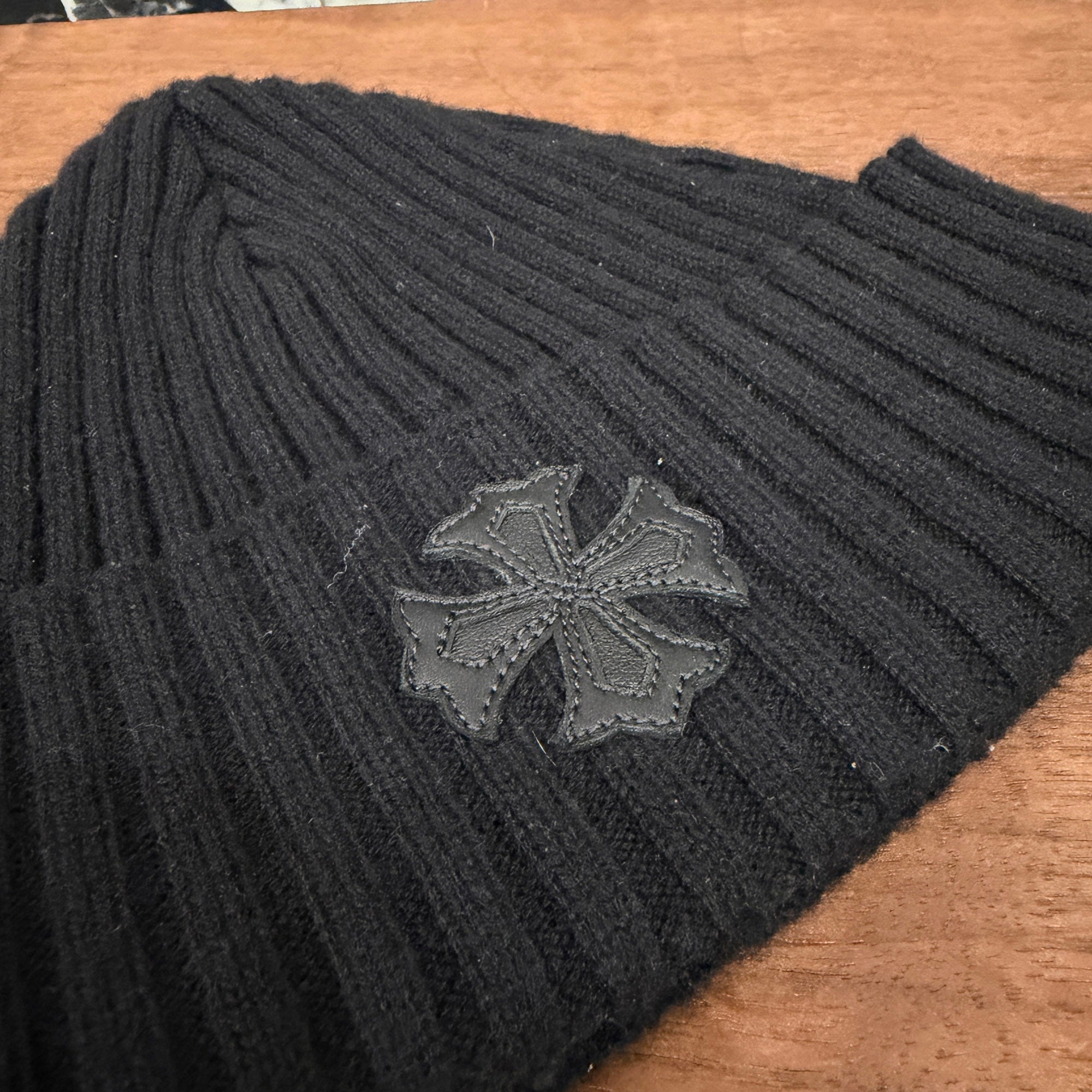 CHROME HEARTS Cashmere 1 Cross Leather Patch Beanie Size ONE SIZE (22cm) クロムハーツ カシミヤ 1 クロス レザーパッチ ビーニー サイズONE SIZE (22cm)