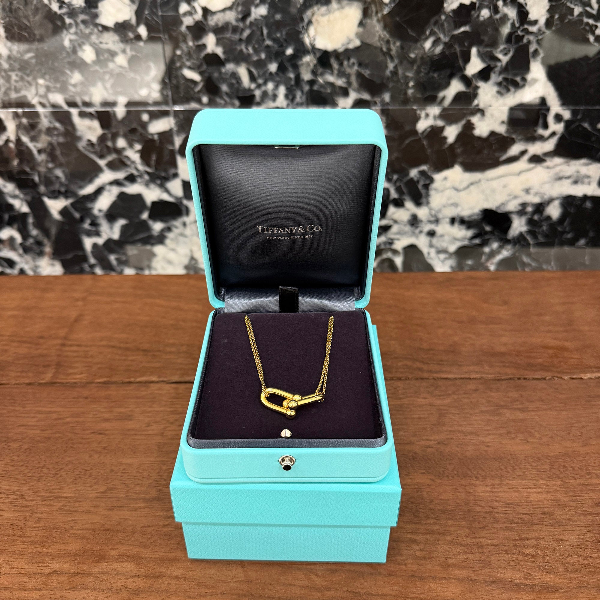 Tiffany Co. 18K YG Hard Wear Large Double Link Pendant Necklace 63364223 Size 16 Inch ティファニー 18K イエローゴールド ハード ウェア ラージダブル リンク ペンダント ネックレス サイズ16インチ