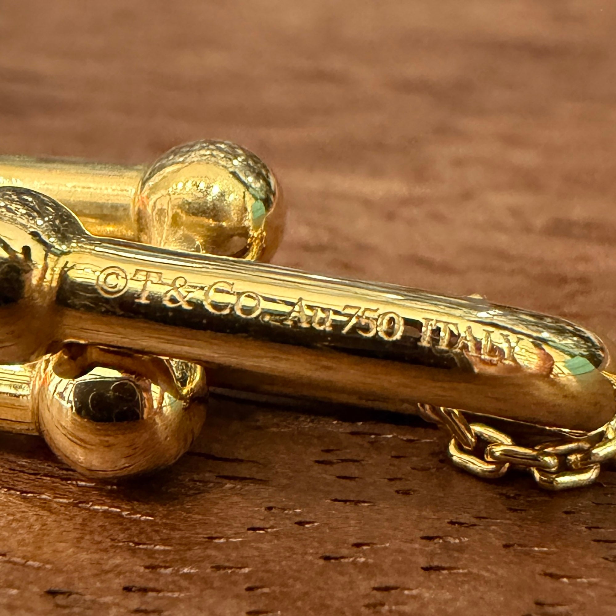 Tiffany Co. 18K YG Hard Wear Large Double Link Pendant Necklace 63364223 Size 16 Inch ティファニー 18K イエローゴールド ハード ウェア ラージダブル リンク ペンダント ネックレス サイズ16インチ