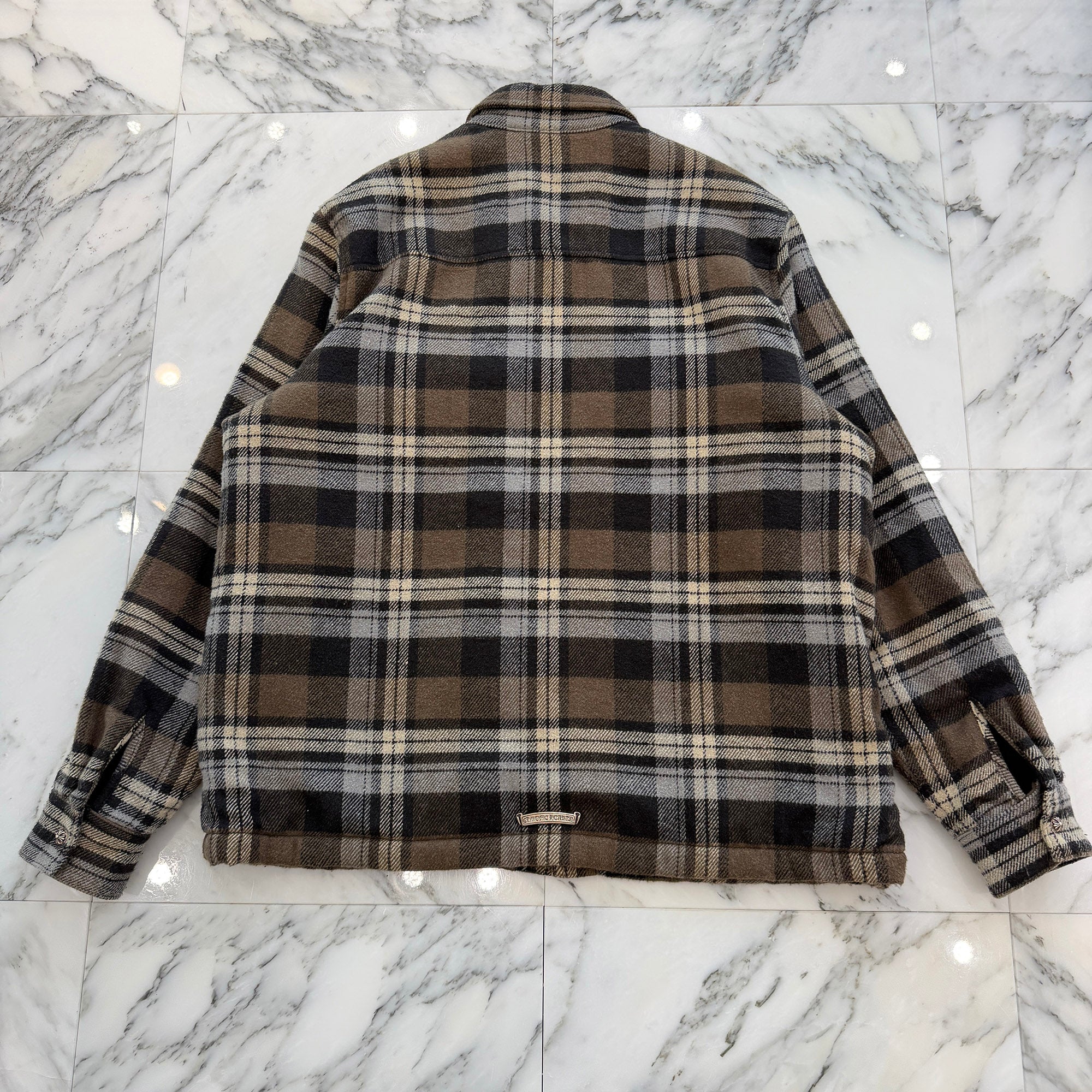 CHROME HEARTS Y NOT Fleece Boa Check Shirt Jacket Size L クロムハーツ ワイノット フリース 裏地ボア チェックシャツ ジャケット サイズL