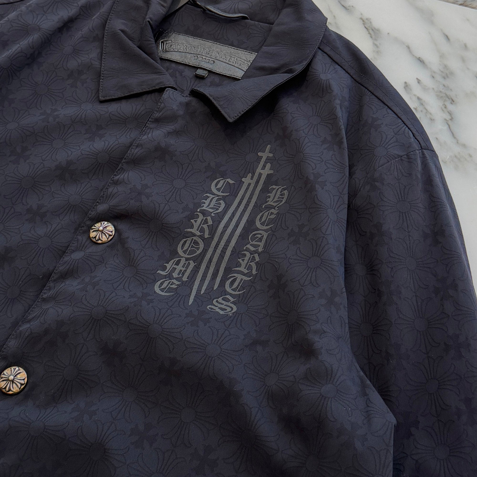 CHROME HEARTS RIGGINS FBRC English Print Nylon Coach Jacket Size S クロムハーツ リギンズ ファブリック イングリッシュ プリント ナイロンコーチジャケット サイズS
