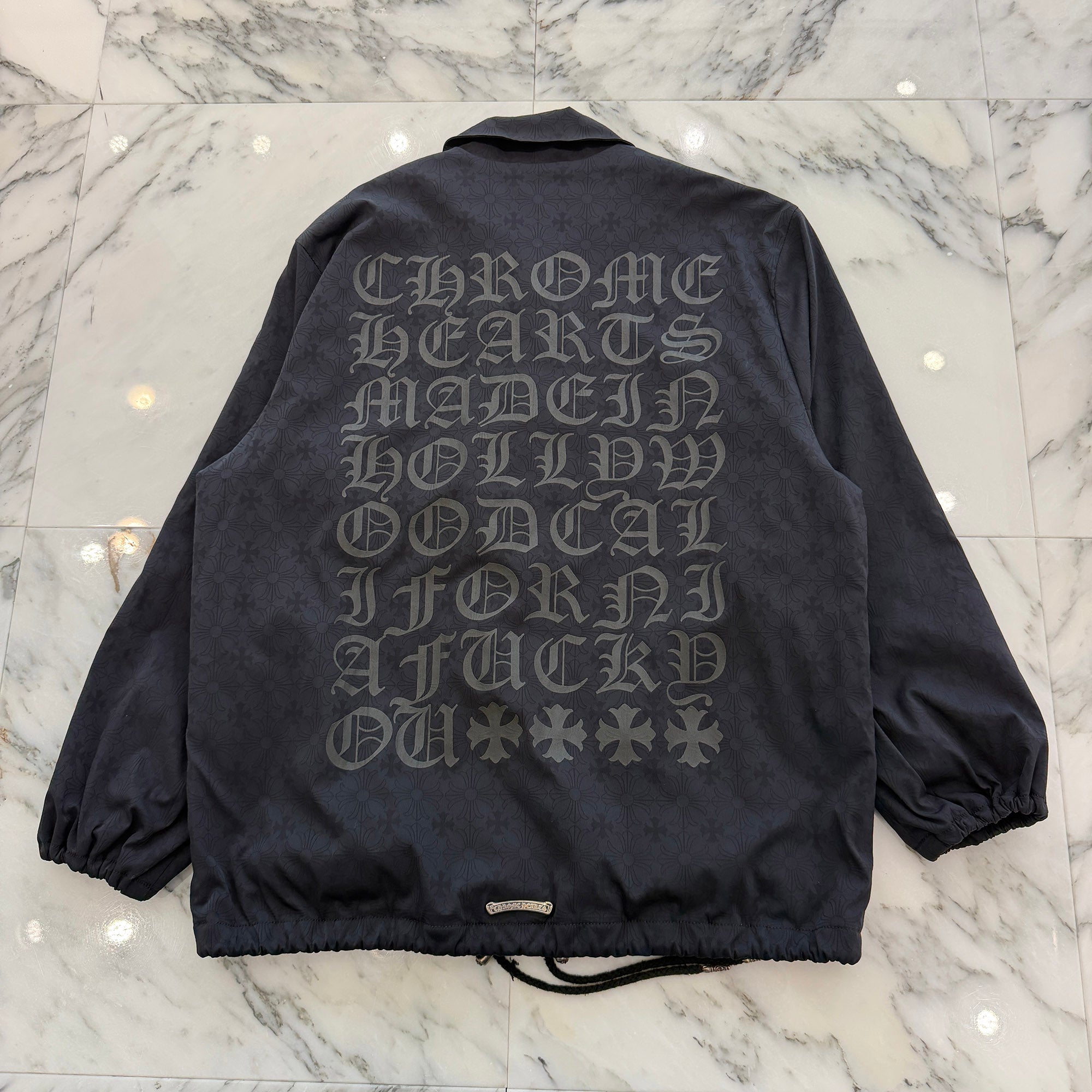 CHROME HEARTS RIGGINS FBRC English Print Nylon Coach Jacket Size S クロムハーツ リギンズ ファブリック イングリッシュ プリント ナイロンコーチジャケット サイズS