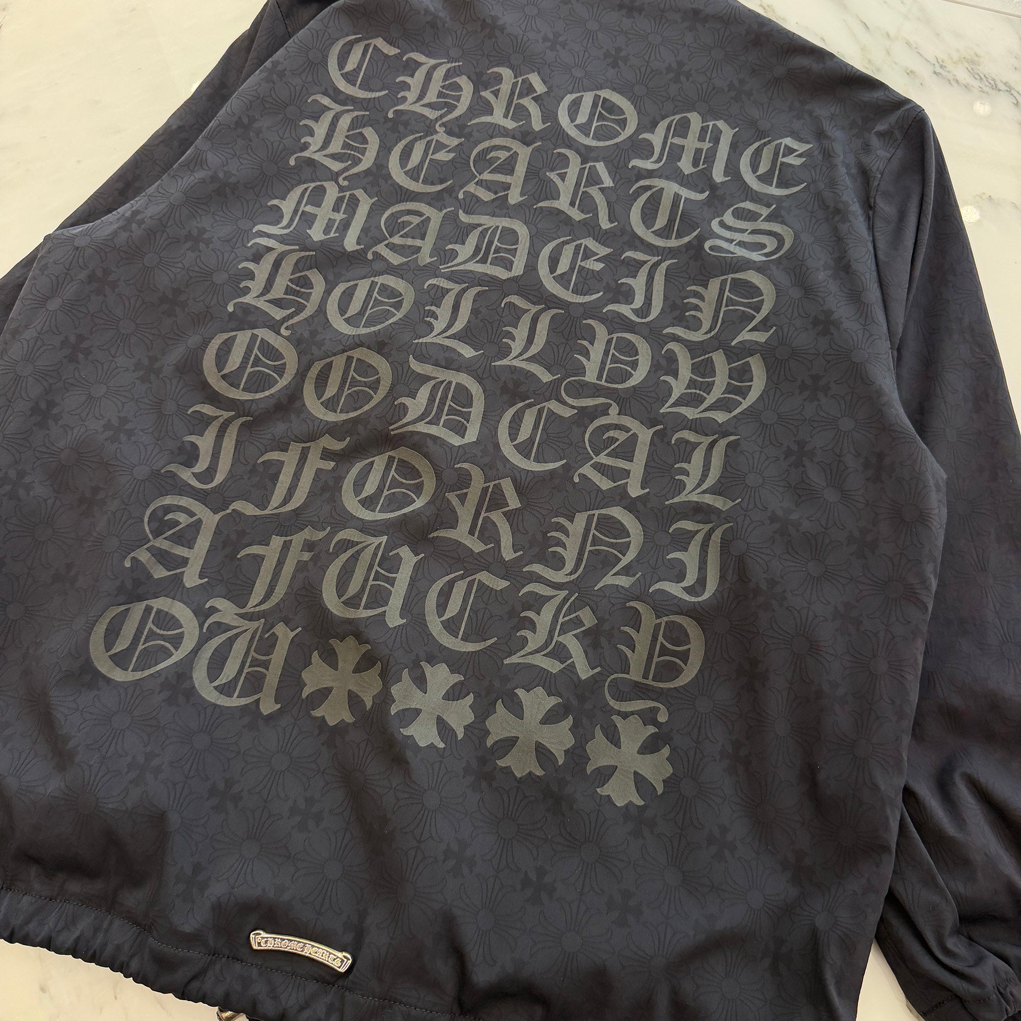 CHROME HEARTS RIGGINS FBRC English Print Nylon Coach Jacket Size S クロムハーツ リギンズ ファブリック イングリッシュ プリント ナイロンコーチジャケット サイズS