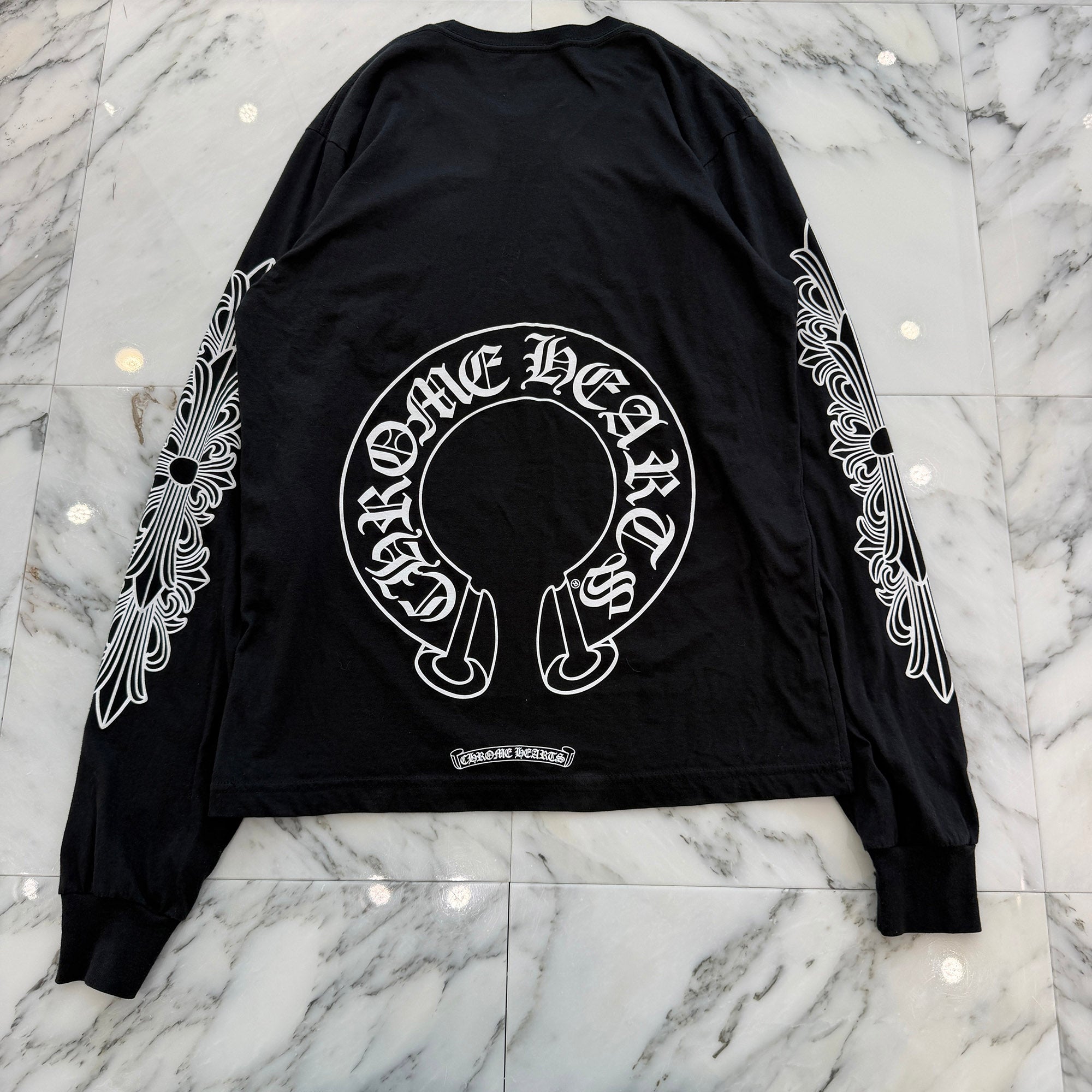 CHROME HEARTS Floral Cross Horseshoe Long Sleeve Tee Size M クロムハーツ フローラルクロス ホースシュー ロングスリーブ Tシャツ サイズM
