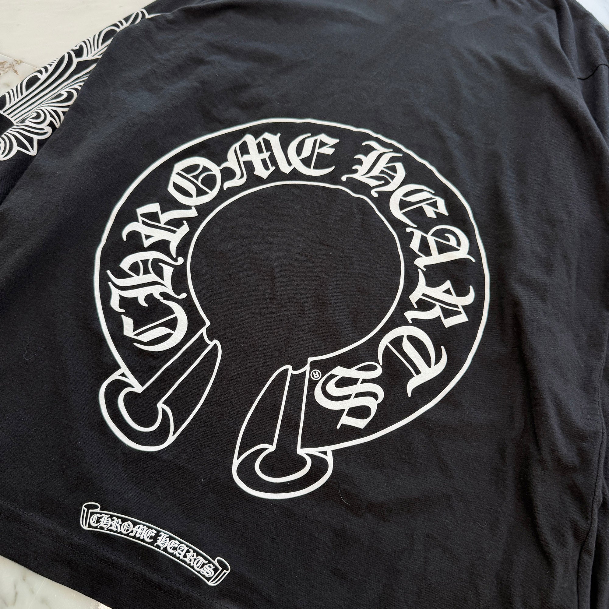CHROME HEARTS Floral Cross Horseshoe Long Sleeve Tee Size M クロムハーツ フローラルクロス ホースシュー ロングスリーブ Tシャツ サイズM