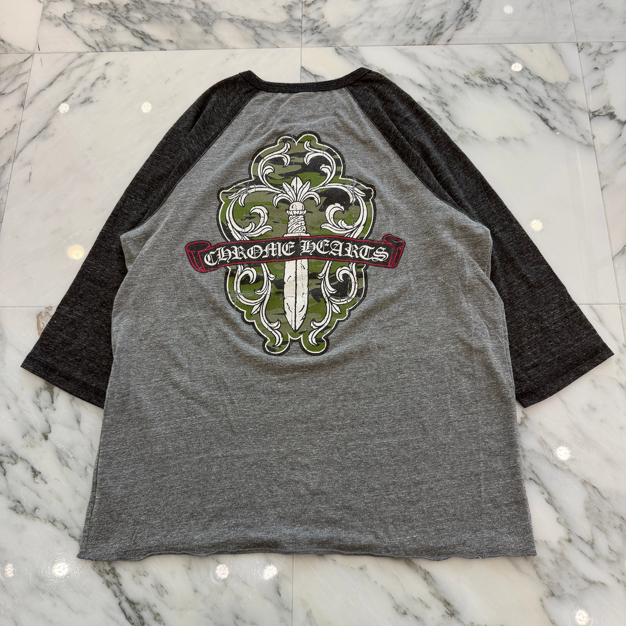 CHROME HEARTS Camouflage Vine Dagger Raglan Polo Tee Size M クロムハーツ カモフラージュ ヴァインダガー ラグラン ポロTシャツ サイズM