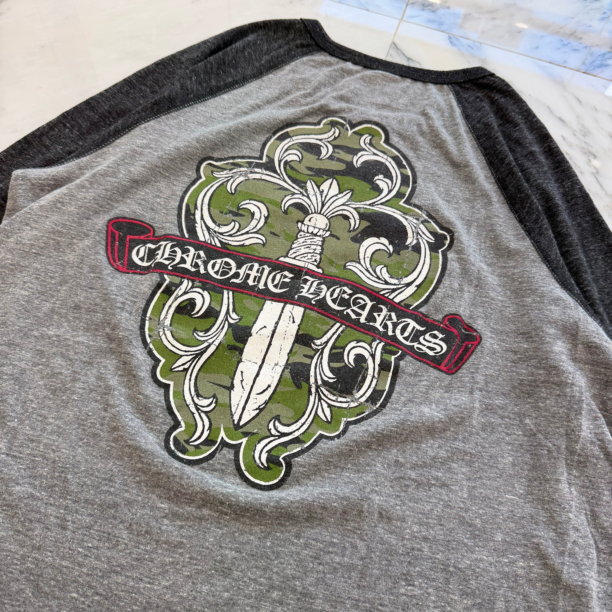 CHROME HEARTS Camouflage Vine Dagger Raglan Polo Tee Size M クロムハーツ カモフラージュ ヴァインダガー ラグラン ポロTシャツ サイズM