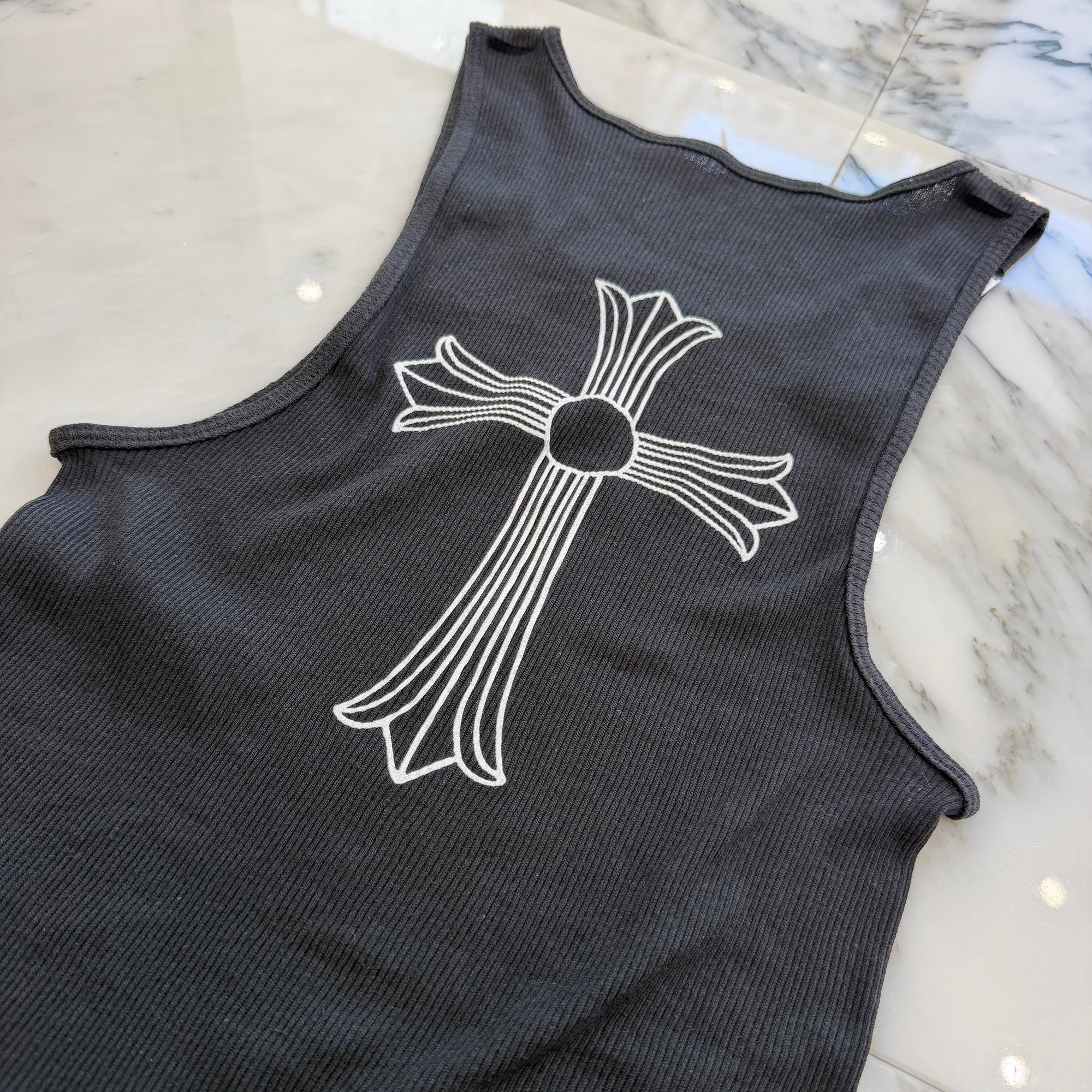 CHROME HEARTS T Bar Logo Back Cross Print Tank Top Size L クロムハーツ Tバーロゴ バッククロスプリント タンクトップ サイズL