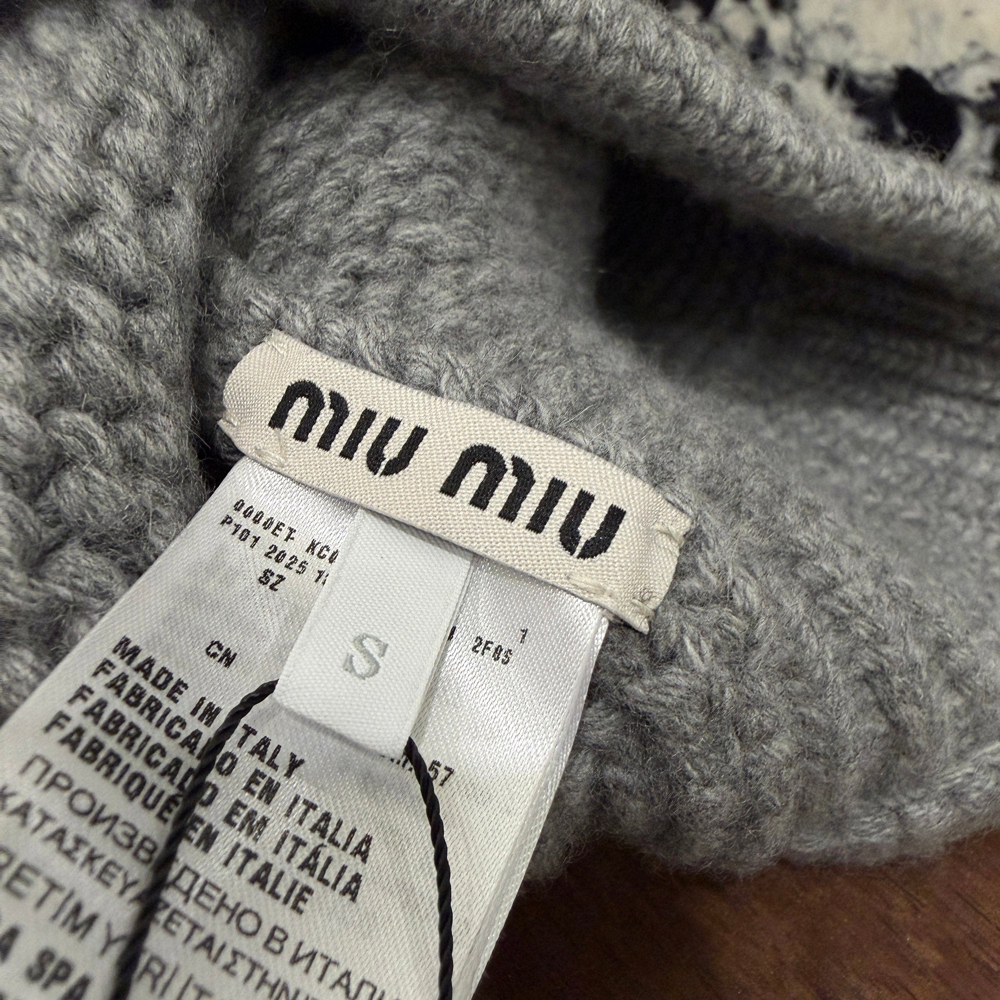 MIU MIU 2025AW Logo Embroidered Label Wool Beanie 5HC324 Size S ミュウミュウ ロゴ刺繡ラベルウールビーニー サイズS