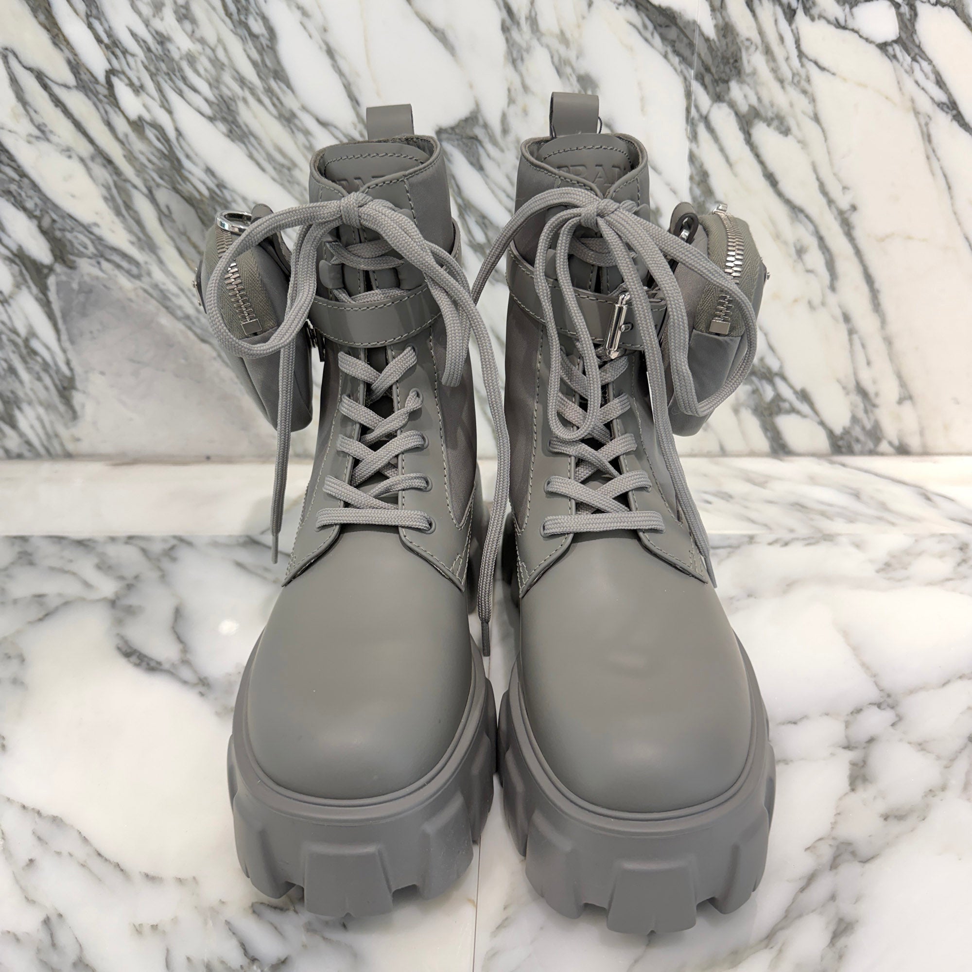 PRADA 2021SS Monolith Brushed Leather Re Nylon Poach Combat Boots 1T255M Size 36 1/2 (約23.5cm) プラダ モノリス ブラッシュド レザー リナイロン ポーチ コンバットブーツ サイズ36 1/2 (約23.5cm)