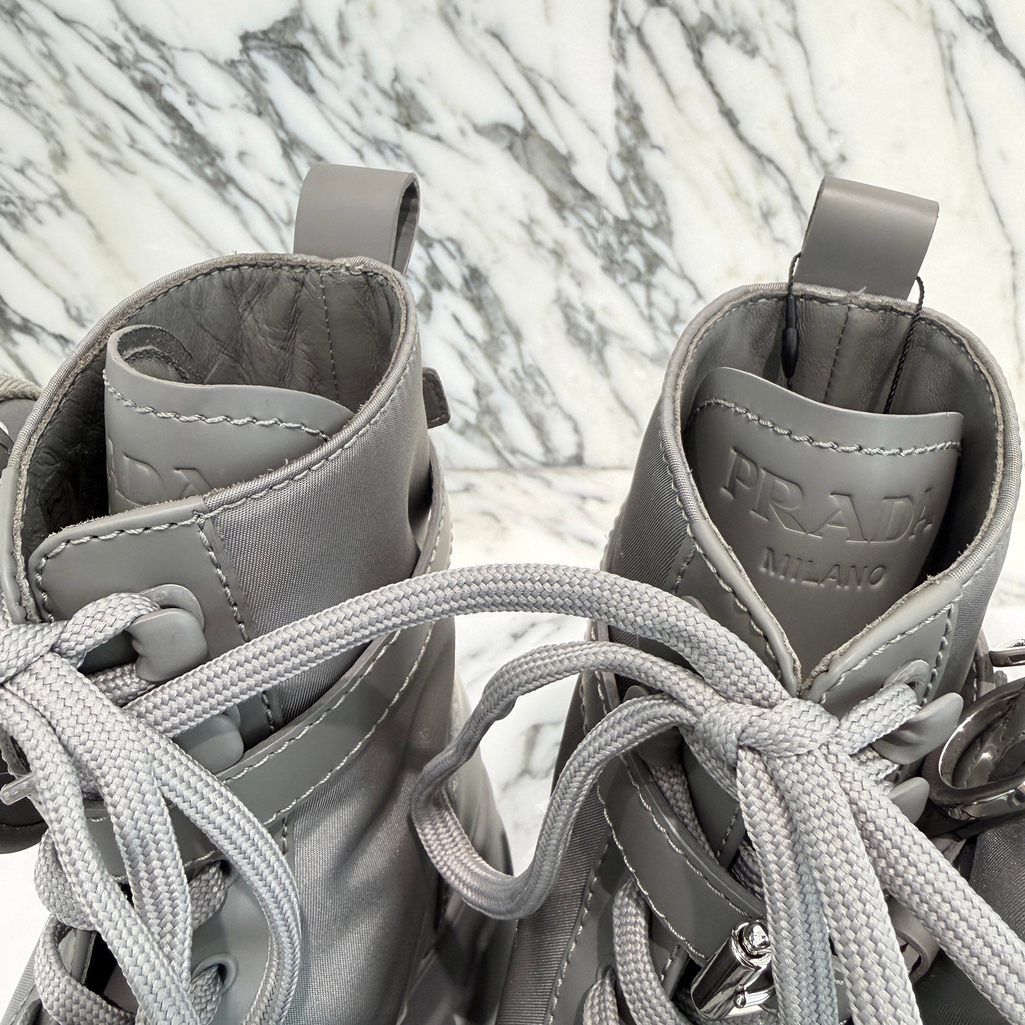 PRADA 2021SS Monolith Brushed Leather Re Nylon Poach Combat Boots 1T255M Size 36 1/2 (約23.5cm) プラダ モノリス ブラッシュド レザー リナイロン ポーチ コンバットブーツ サイズ36 1/2 (約23.5cm)