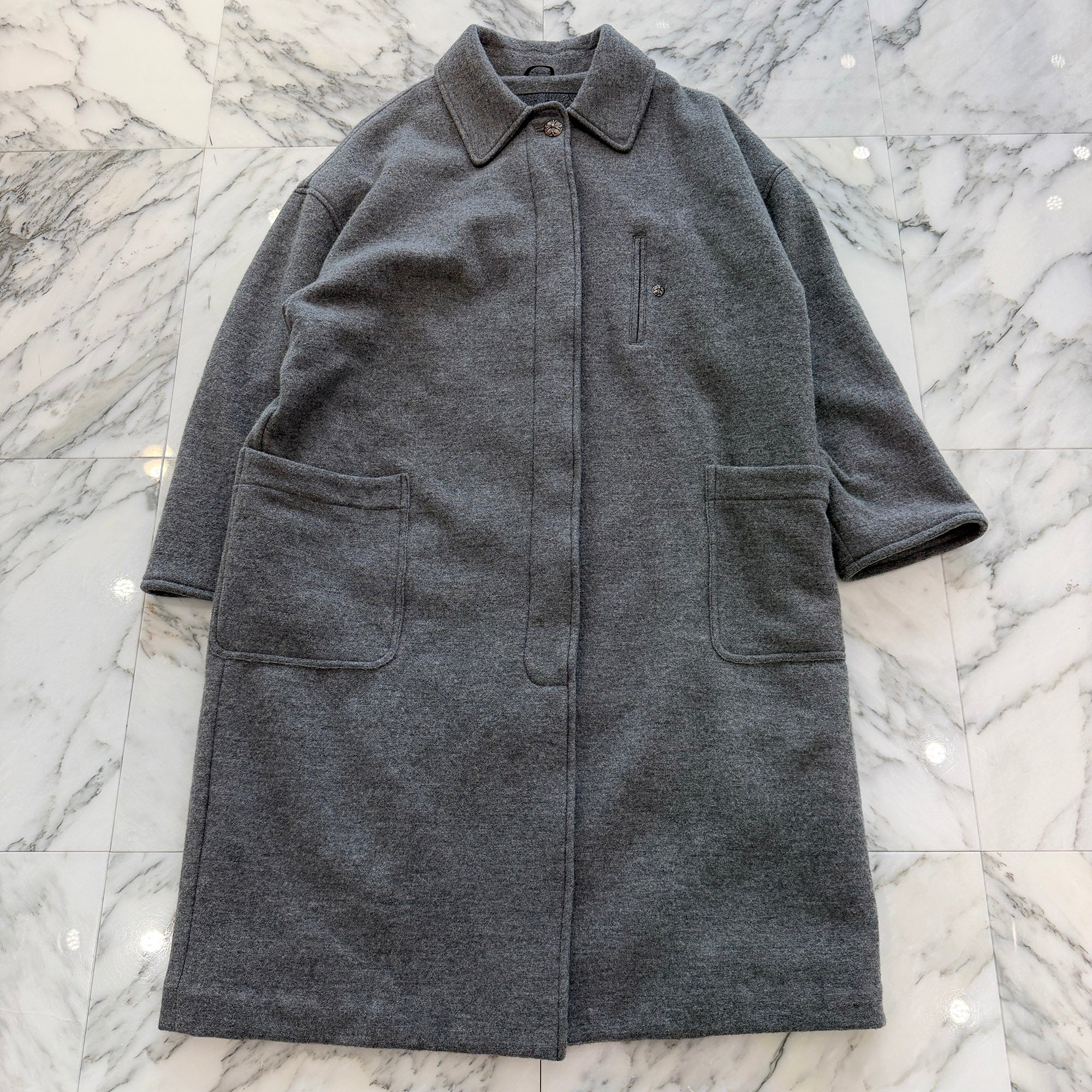 CHROME HEARTS DELANCEY Cross Ball Button Wool Coat Size M クロムハーツ デランシー クロスボールボタン ウールコート サイズM