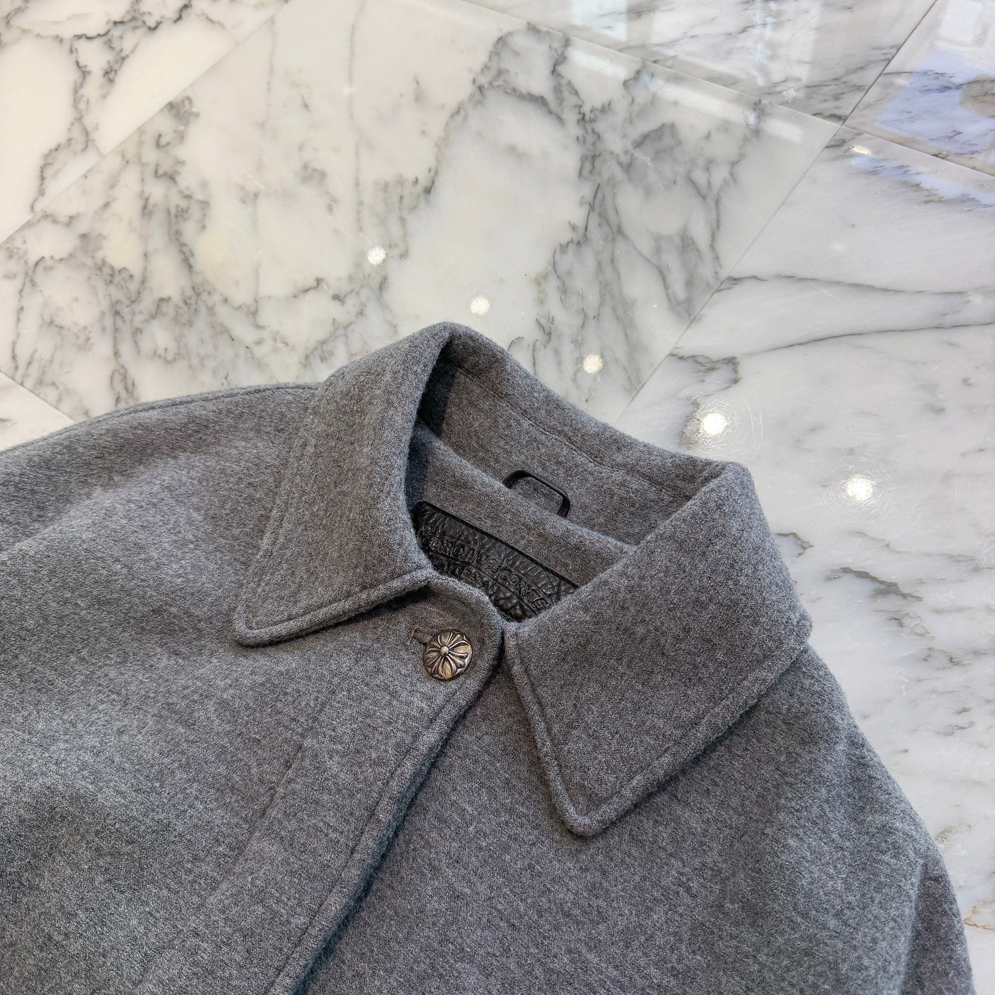 CHROME HEARTS DELANCEY Cross Ball Button Wool Coat Size M クロムハーツ デランシー クロスボールボタン ウールコート サイズM