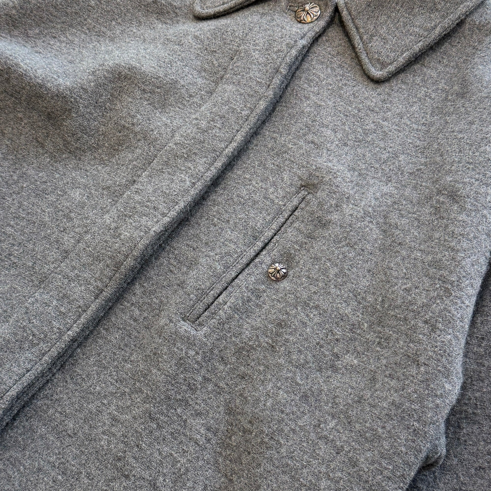 CHROME HEARTS DELANCEY Cross Ball Button Wool Coat Size M クロムハーツ デランシー クロスボールボタン ウールコート サイズM