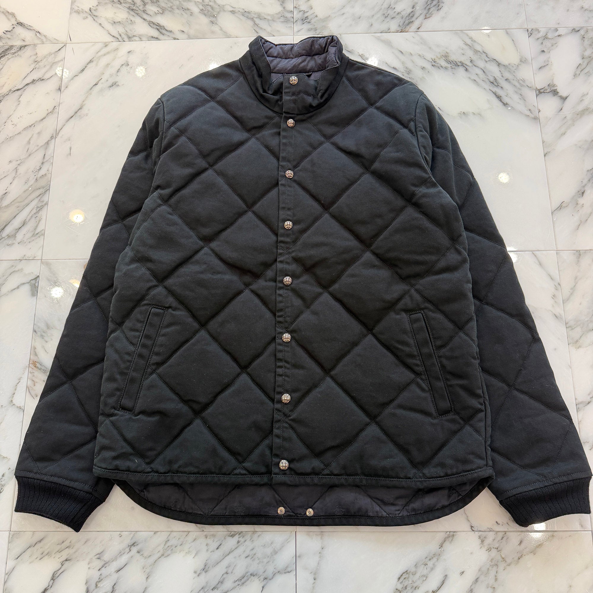 CHROME HEARTS Y NOT Cross Ball Button Quilted Jacket Size L クロムハーツ ワイノット クロスボールボタン キルティングジャケット サイズL
